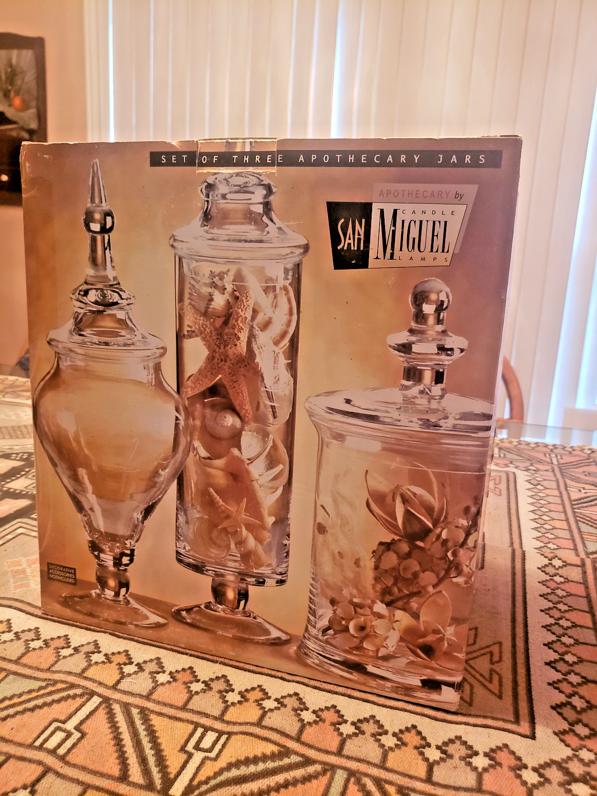 Set of three Apothecary Glass Jars by San Miguel, brand new unopened box.