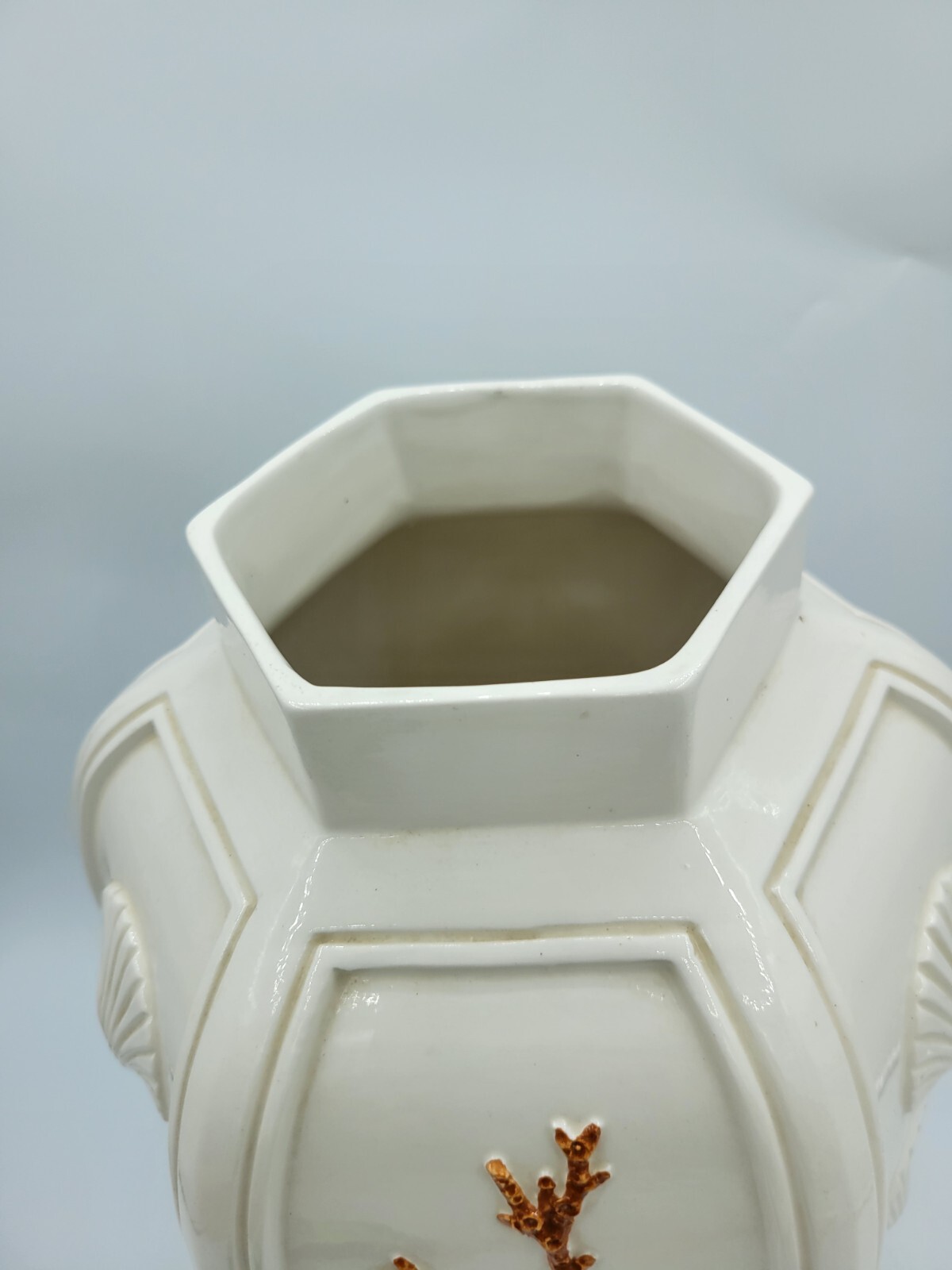 ’70s Bassano Italy Potiche Palladi Nautical Seashells Coral Hexagon Vase Urn #1