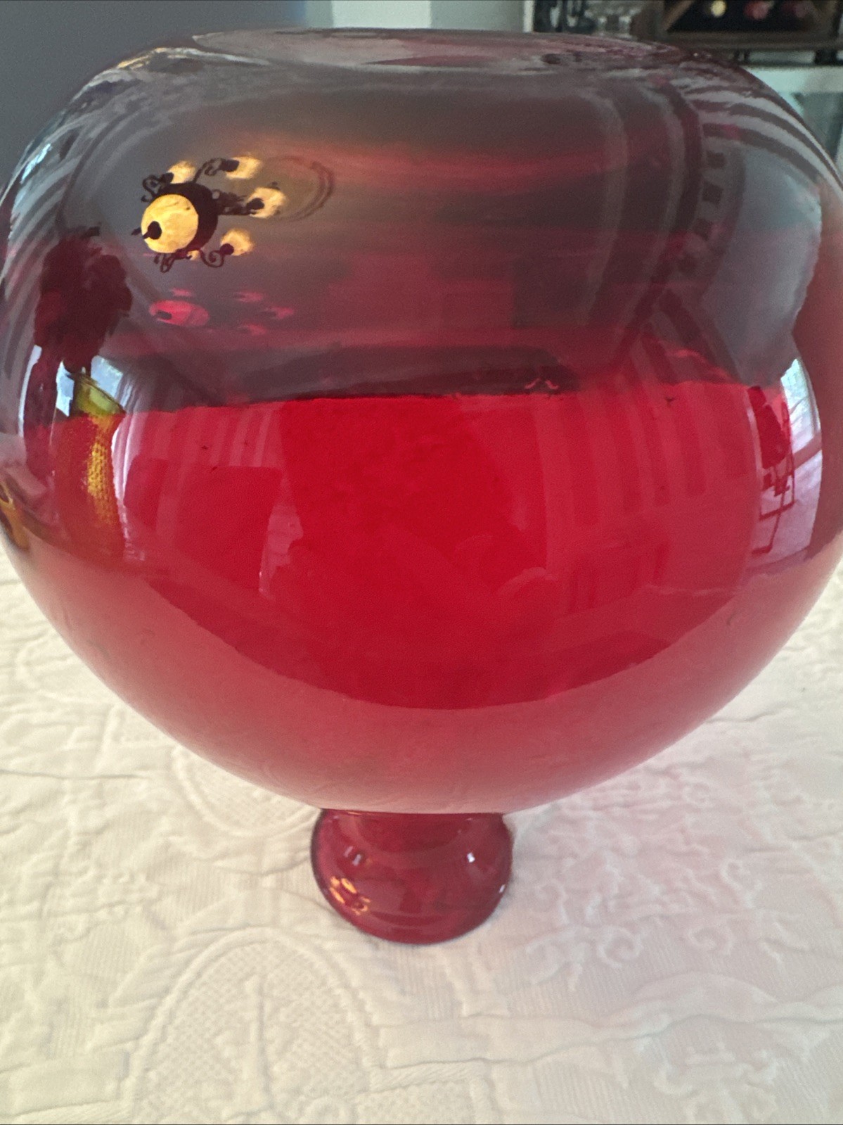 Vintage Teardrop Red Glass Vase – Mid Century Modern Art Glass
