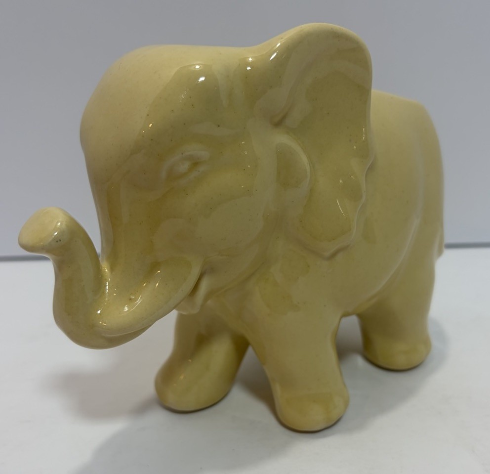Vintage Shawnee Yellow Elephant Planter Trunk Up Mid Century Art Pottery 1950’s
