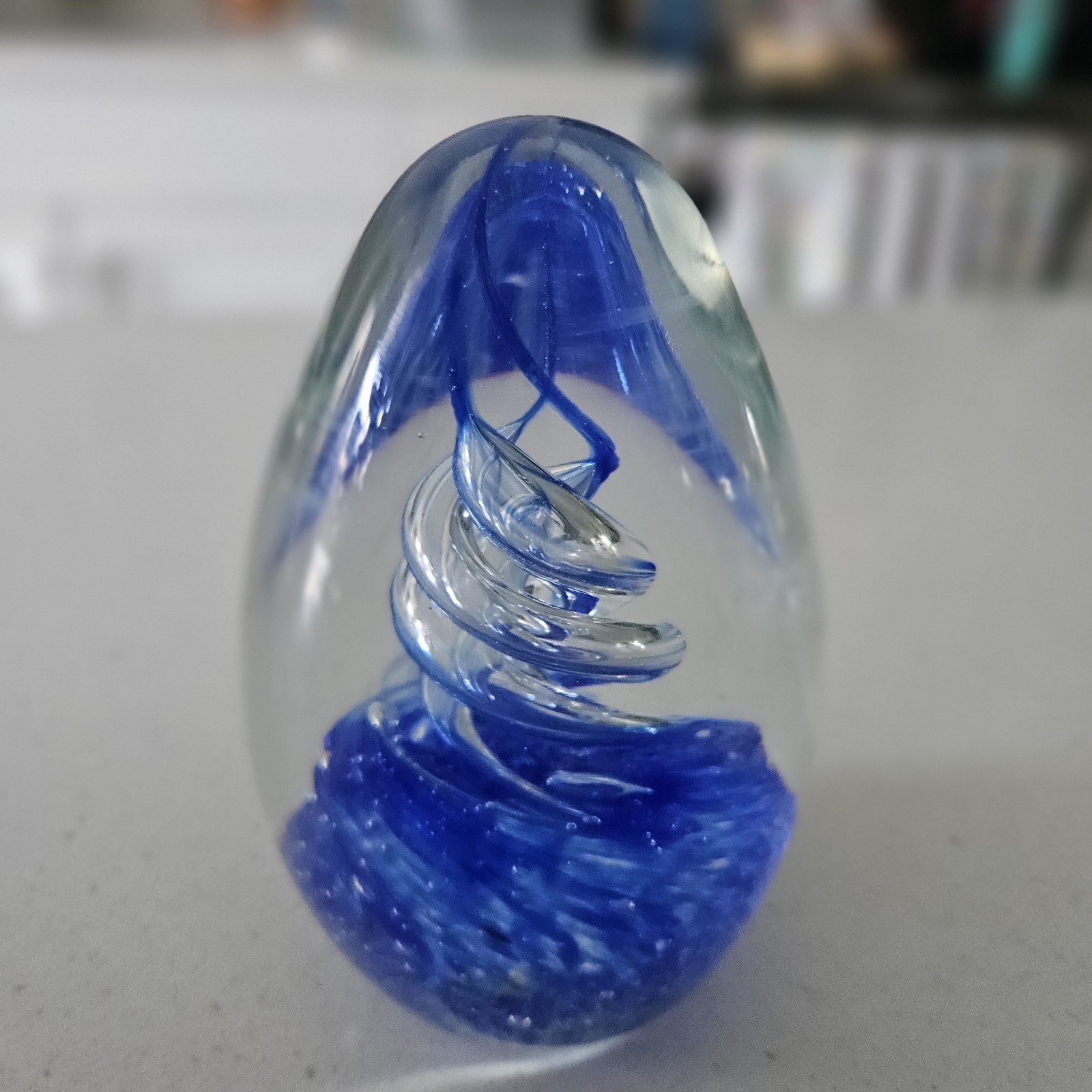 Vintage Glass Paperweight Measures Roughly 5″ Tall .. 3″ Wide .. Weights 2.7 LBS