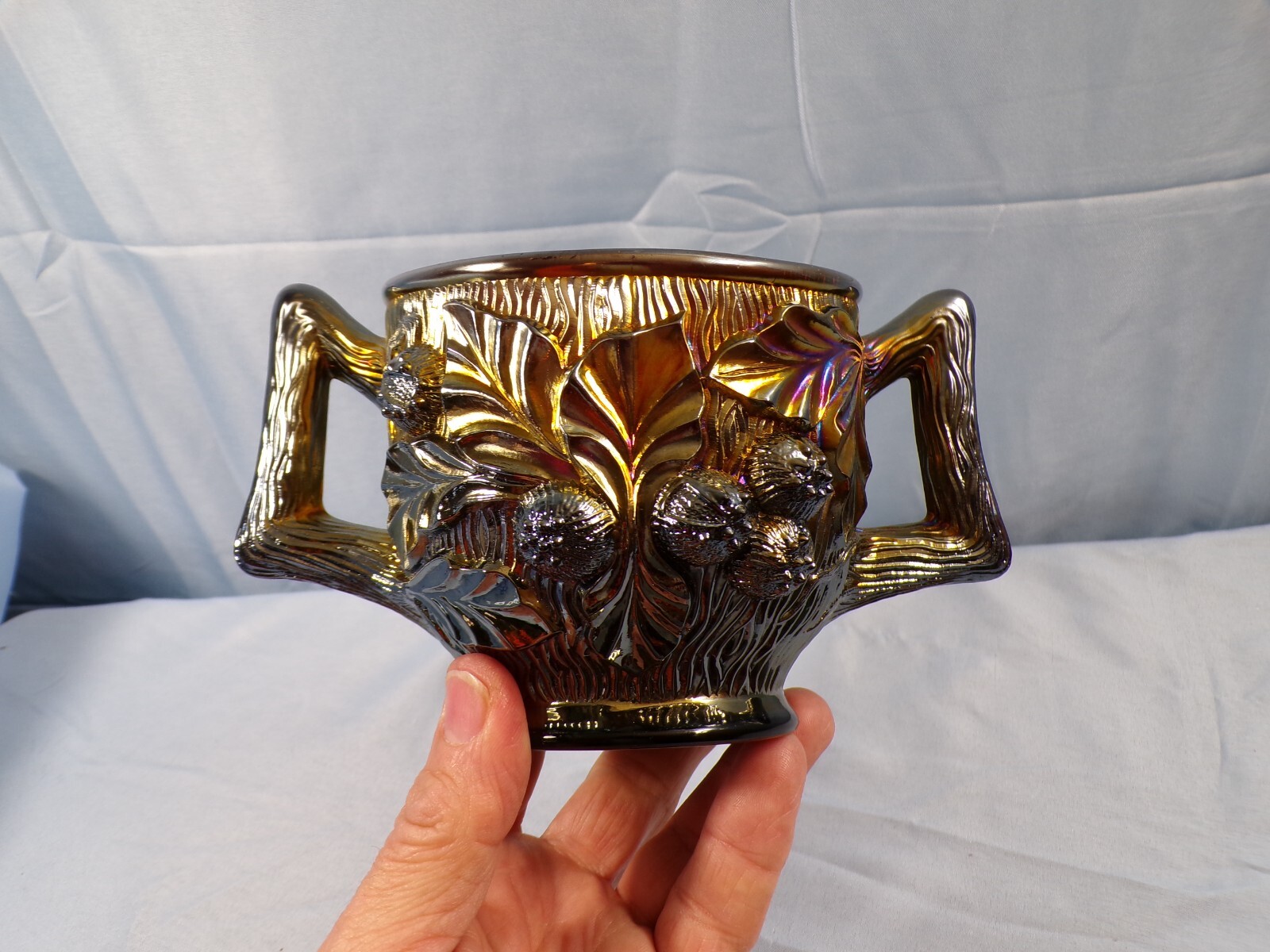 Northwood Amethyst Carnival Glass Acorn Burrs Spooner Vase