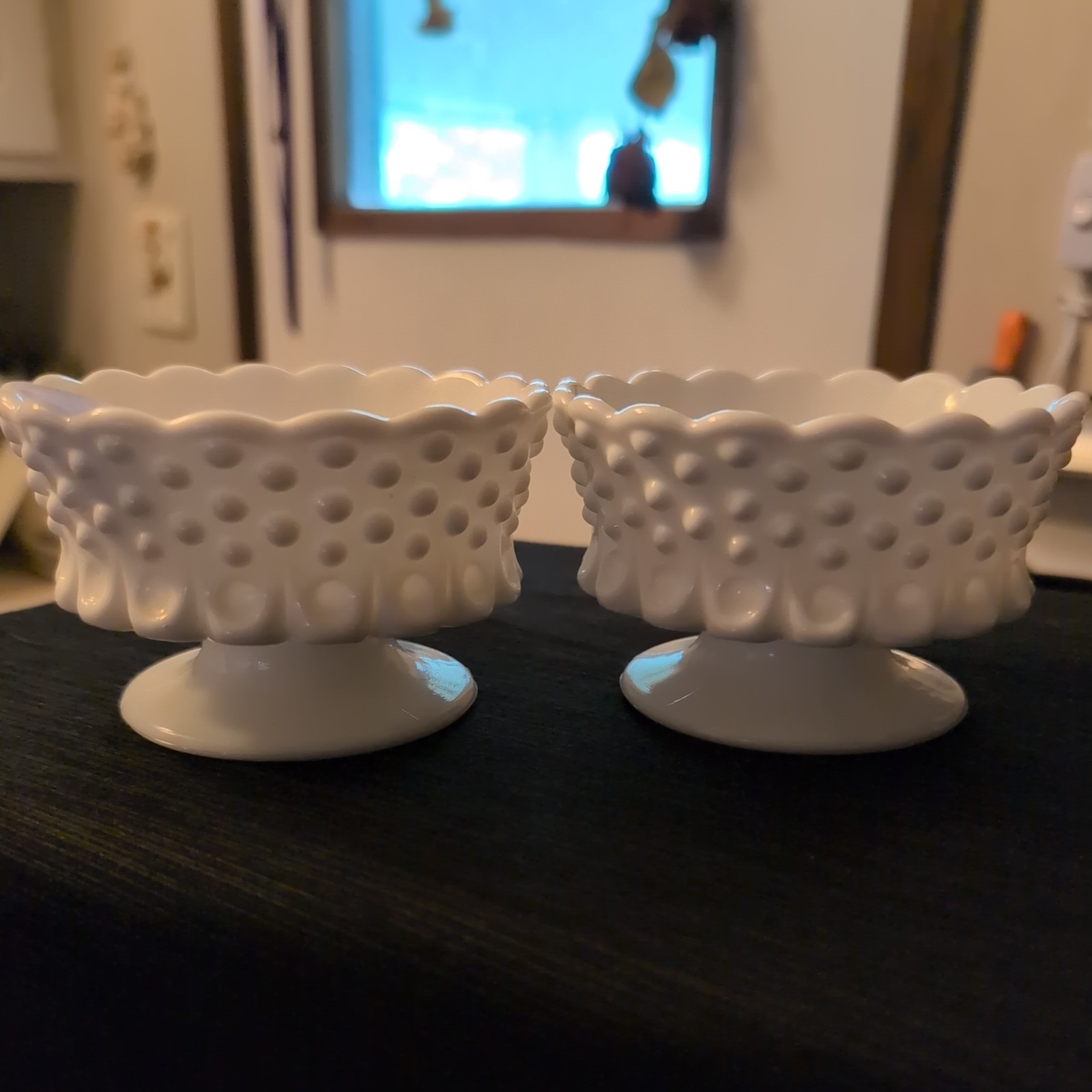 Pre-Logo Fenton Hobnail Footed Candle Holders (SET)