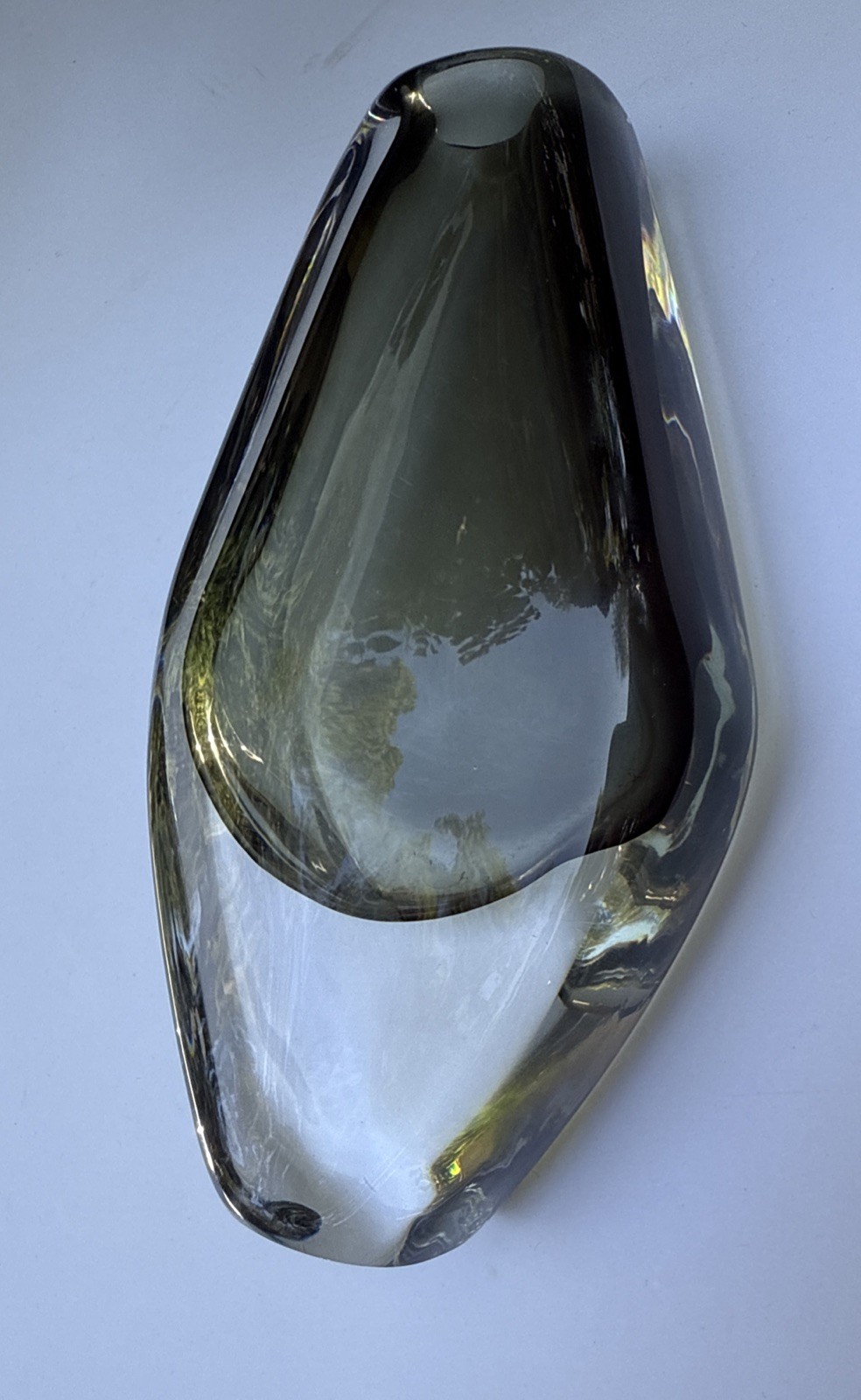 Orrefors – Nils Landberg Sommerso Clear and Smoke Glass 7-5/8″ Vase Signed