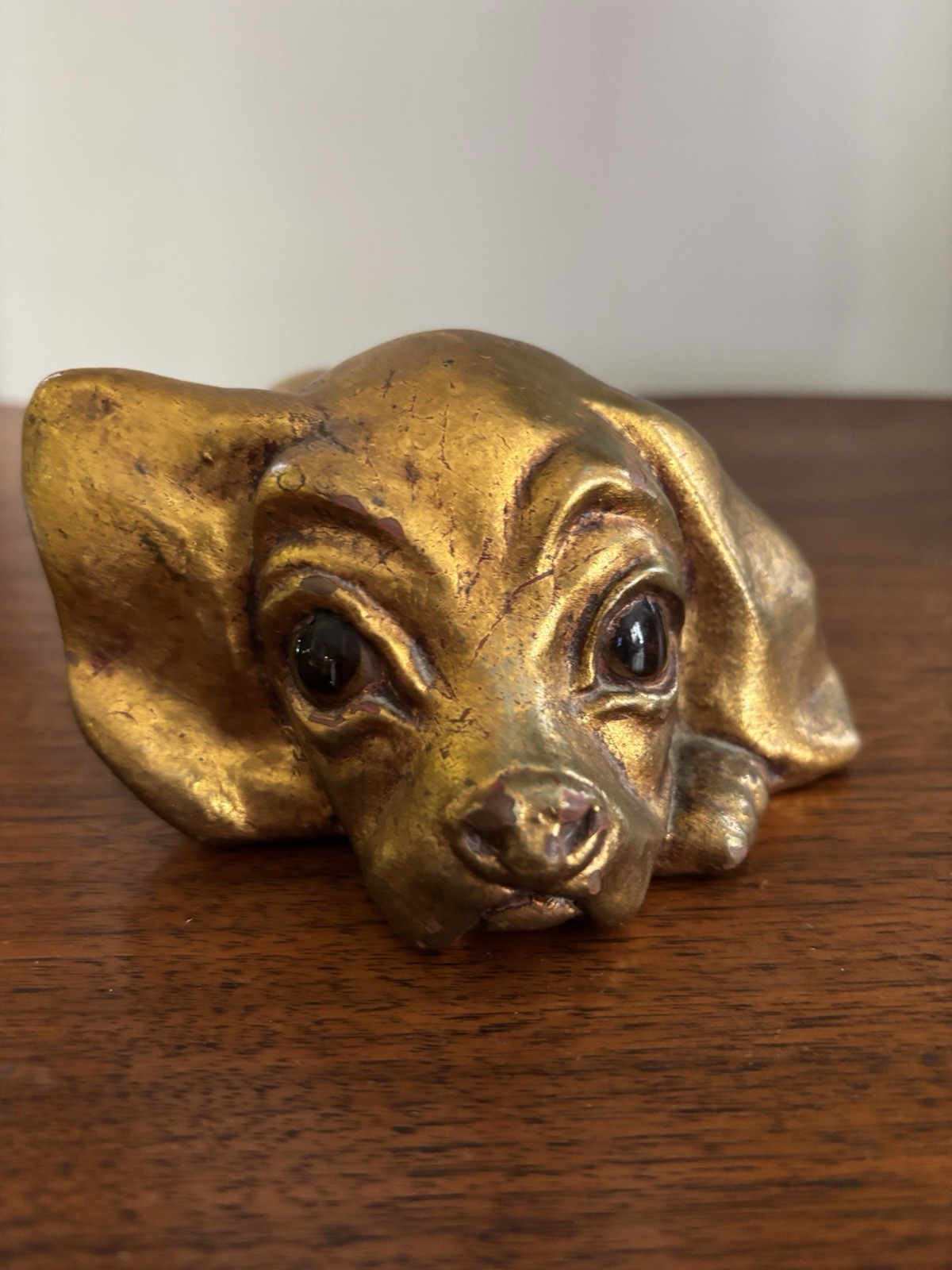 Vtg Freeman McFarlin P Hetrick Gold Leaf Ceramic Puppy Dog Figurine Shelf Sitter