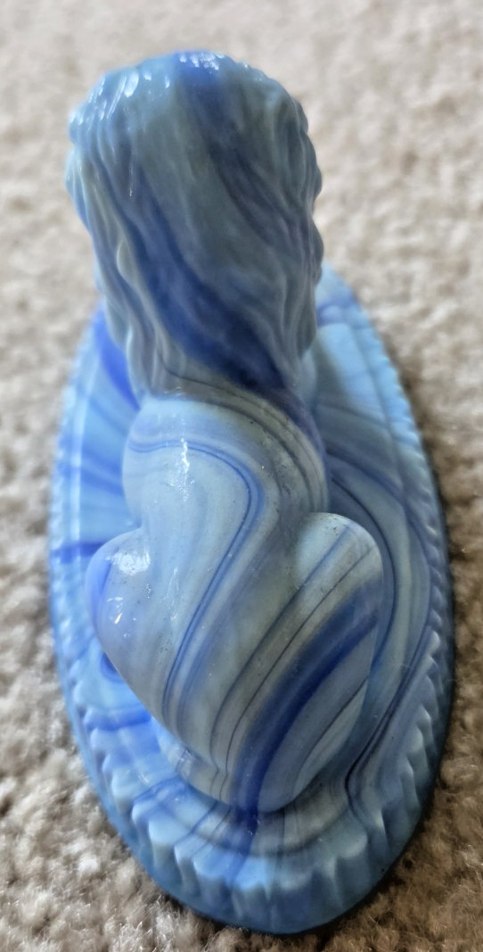 Summit Art Glass Oscar Lion Twilight Blue Slag Fig Paperweight R Vogelsong