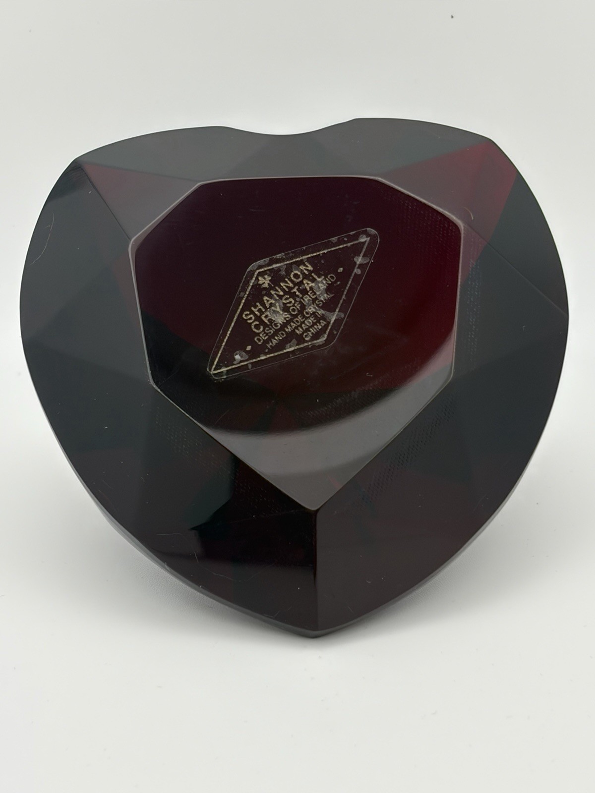 Heart Shaped Shannon Crystal Paperweight With Original Box
