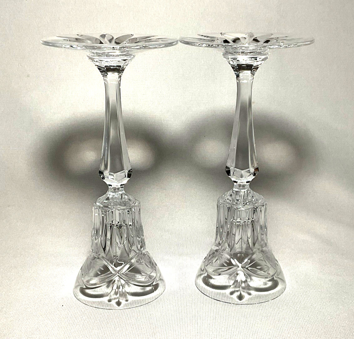 GORHAM ~ Pair of Single Light 6-3/8″ Crystal CANDLESTICKS (Victorias Garden)