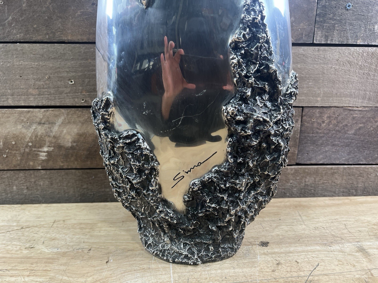 D’Argenta Mexico Sima Abraham Signed Silver Plated Sculptured Vase