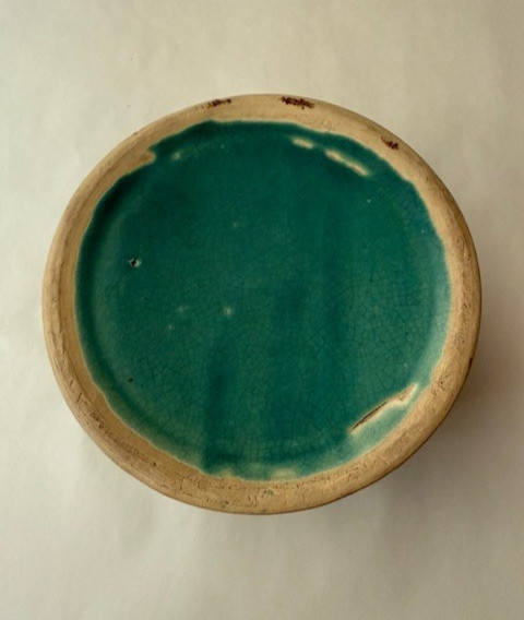 Early McCOY “DOG.” SPANIEL FEEDER BOWL Collector Green Glaze