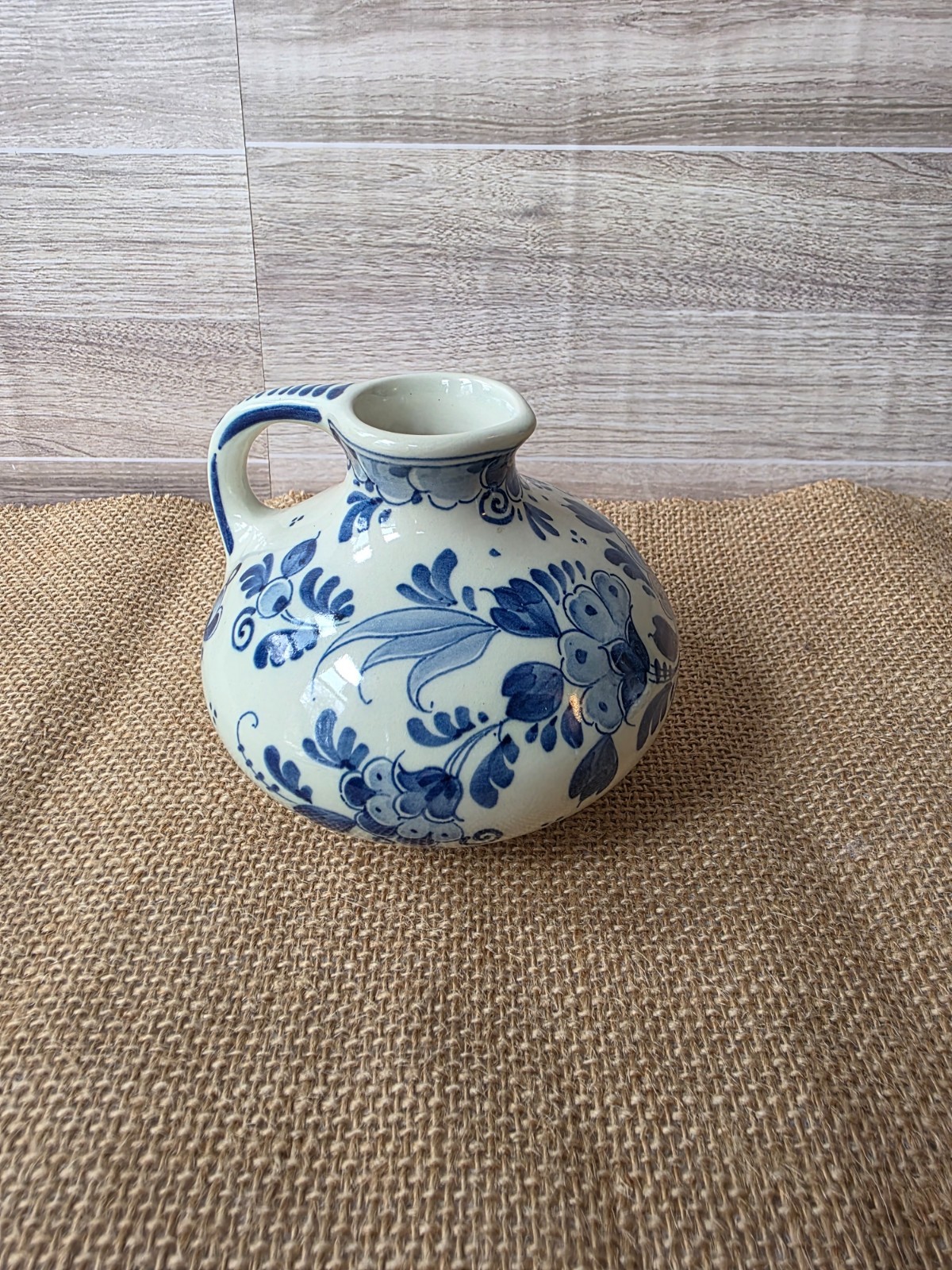 Antique Delft Blue Holland Pottery Small Pitcher Bud Vase Handpainted 6903G BOLS