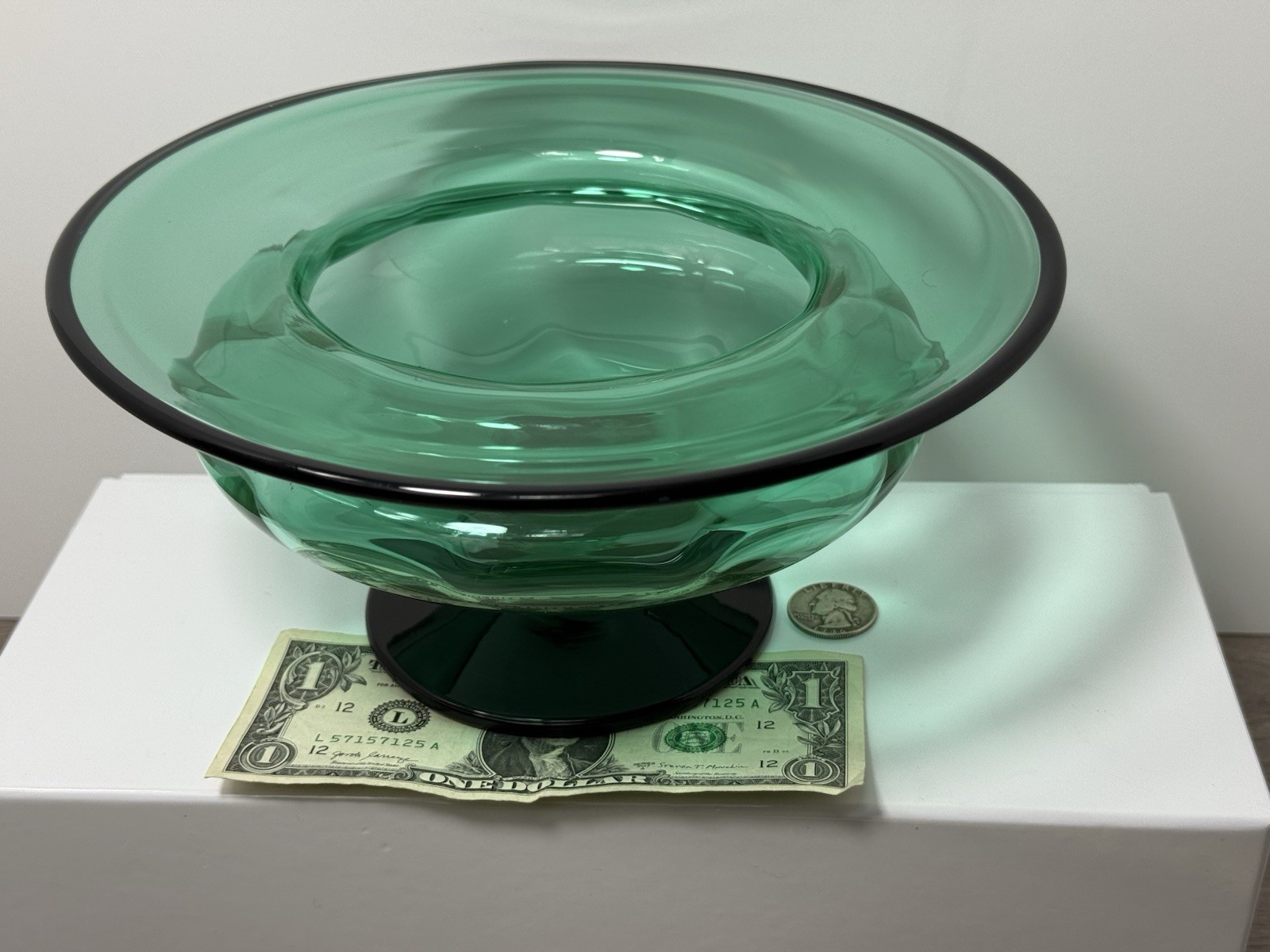 Vintage Two Candle Table Setting & Centerpiece Pedestal Bowl Uranium Glass