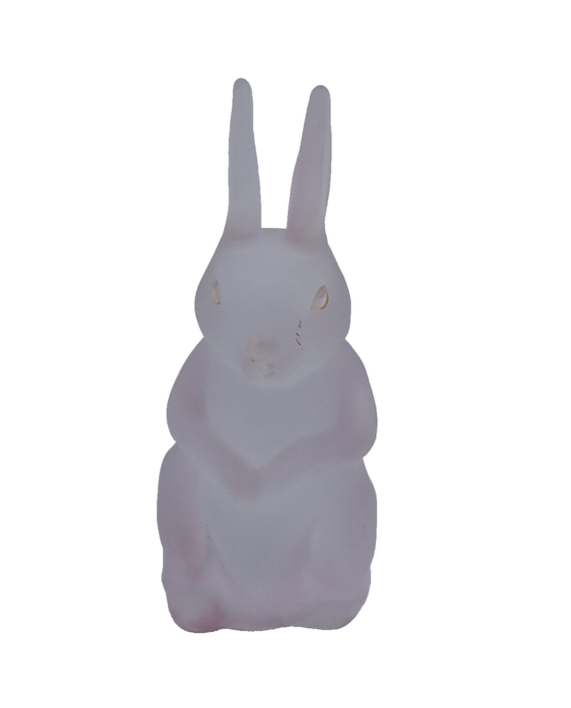 Vintage Pink Frosted Glass Bunny Figurine | Satin Glass Easter Rabbit 5″ Decor