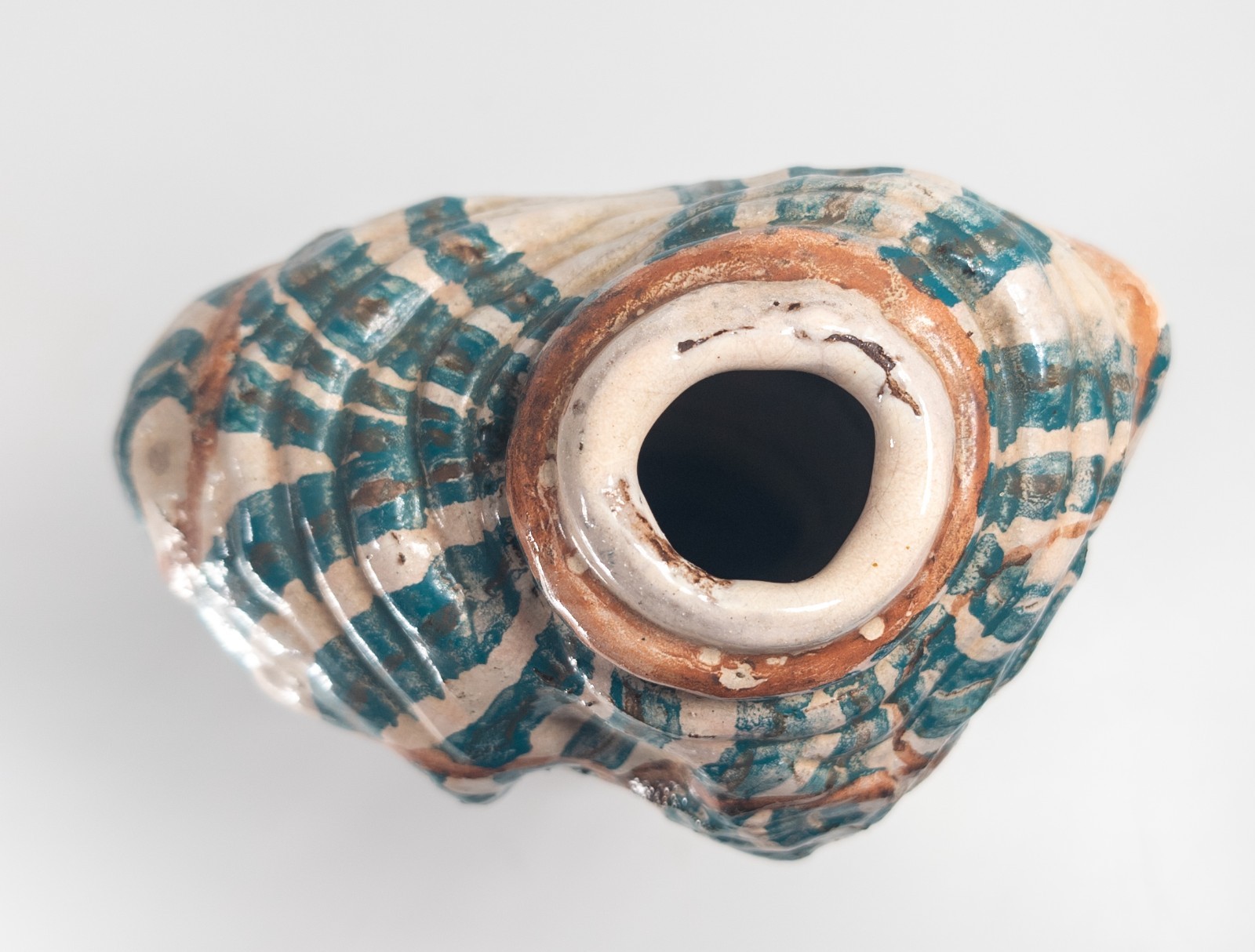 Mid-Century Modern Contemporary Art Pottery Colorful Redware Vase Torso