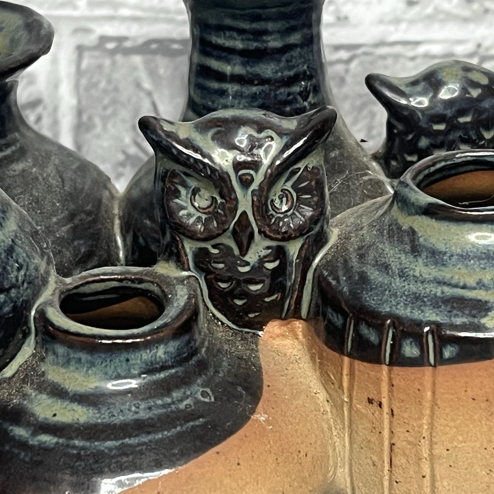 Takahashi San Francisco Ceramic Pottery Mini Bud Vases Cluster With Owls