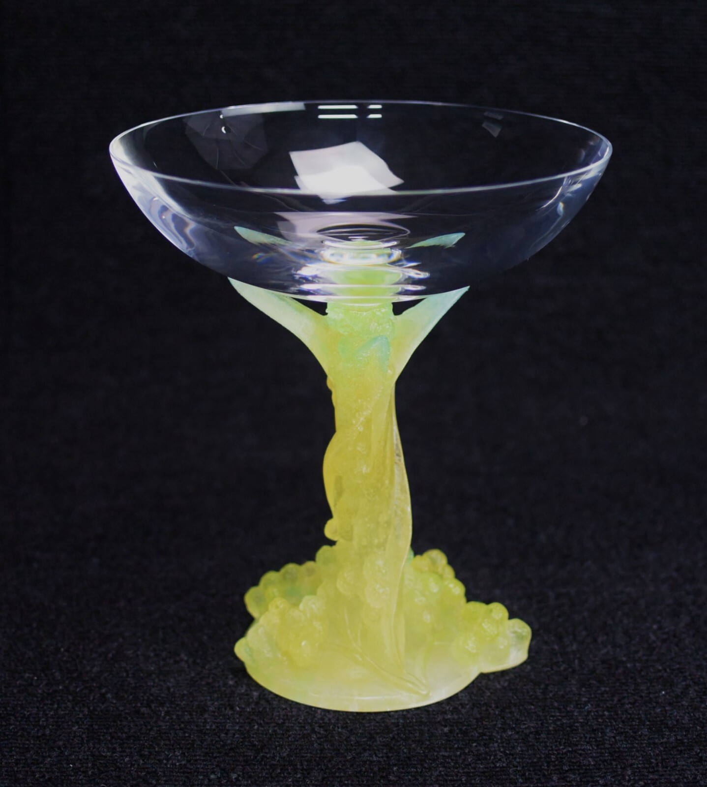 Daum Crystal Compote Pate de Verre Signed Vintage Glass
