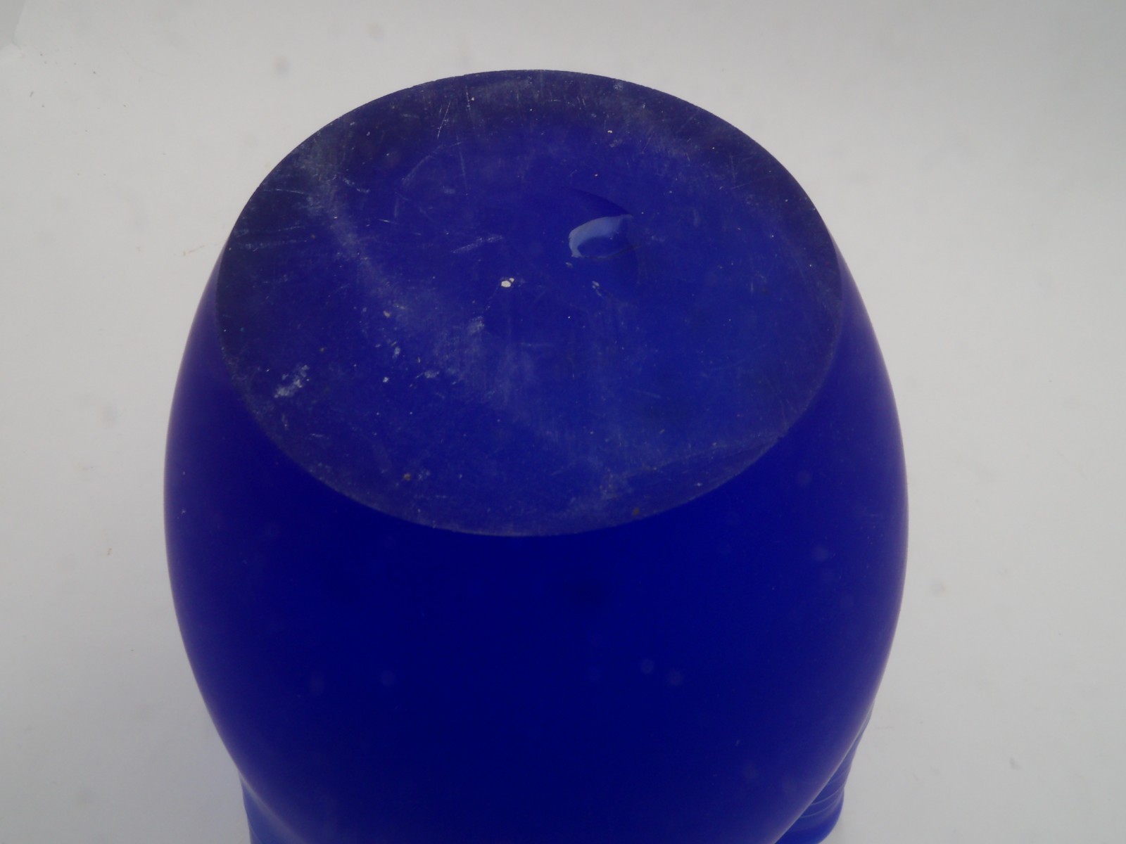 Handblown Glass Handkerchief Vase Blue with White Stripes