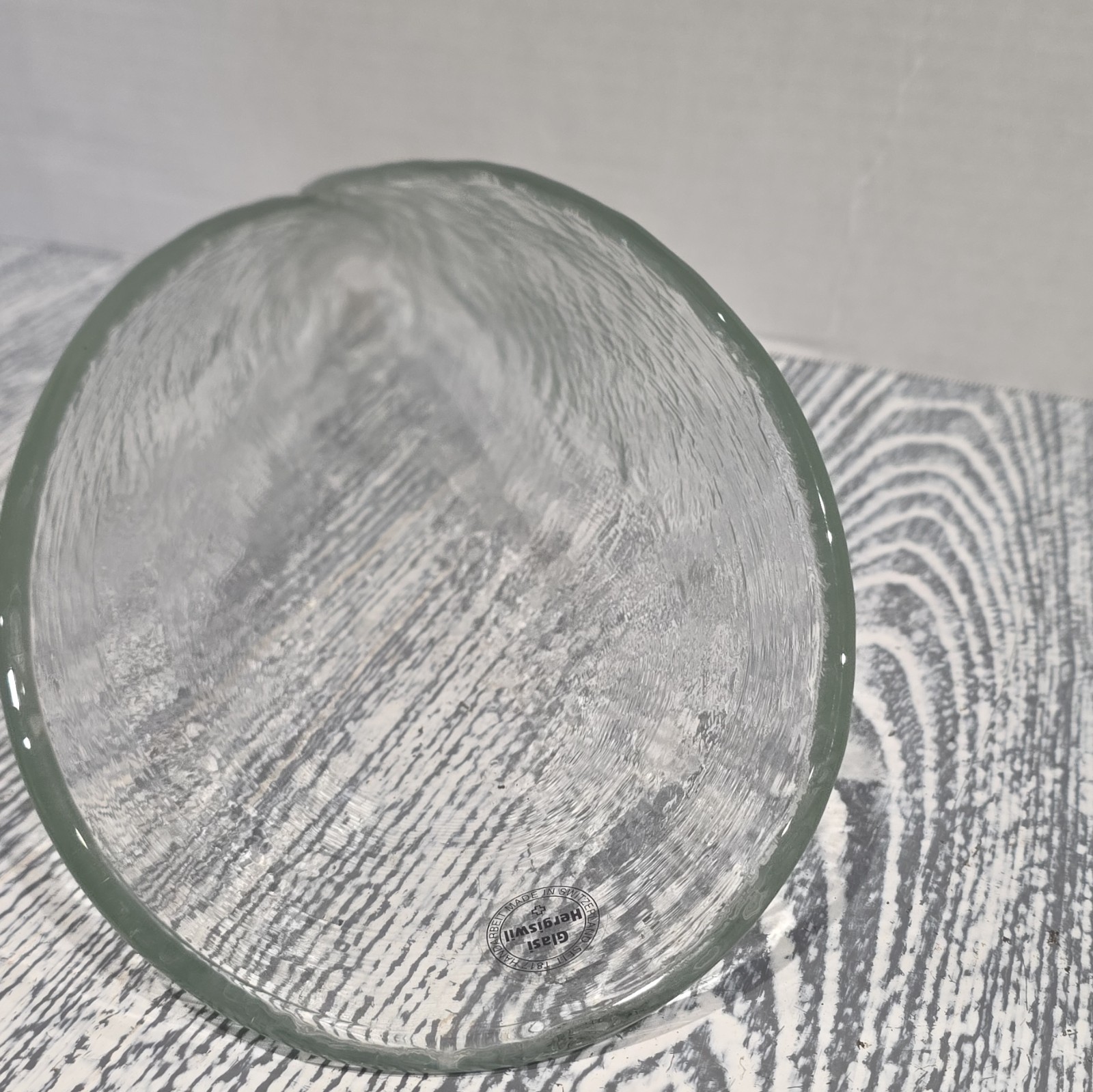 Glasi Hergiswil Handmade Clear Art Glass Vase Set of 3, Switzerland