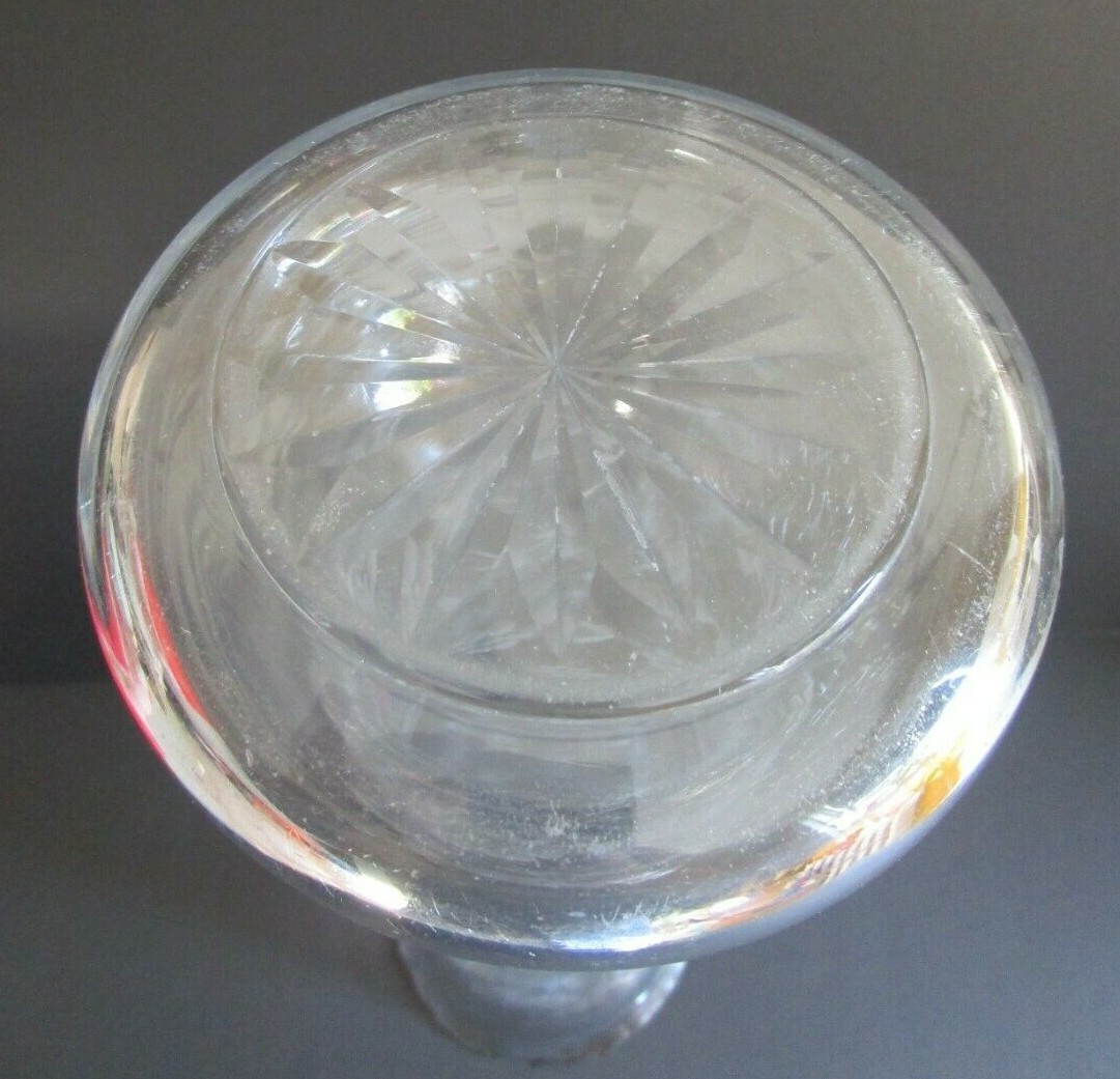 Antique Wheel Cut Crystal Glass Celery Cylinder VASE Thumb Nail Rim Star Base