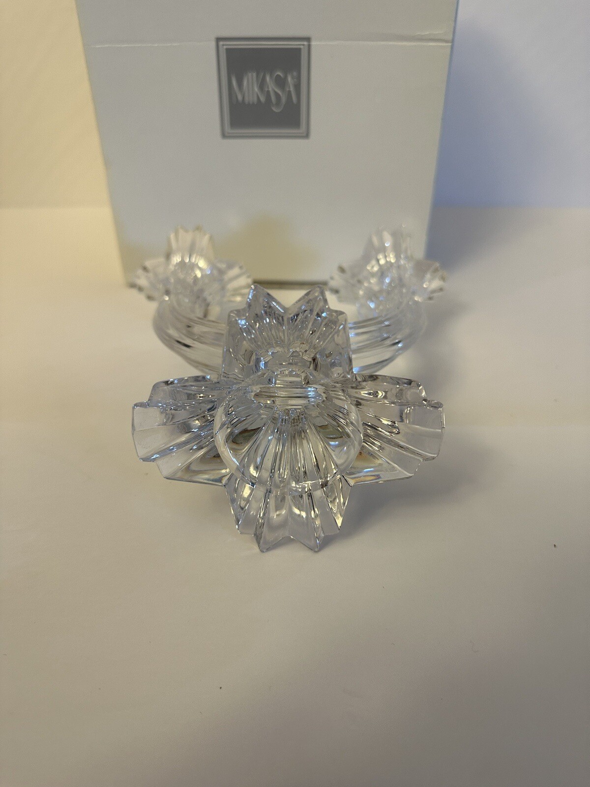 Mikasa Crystal Double Light Candle Holder With Box