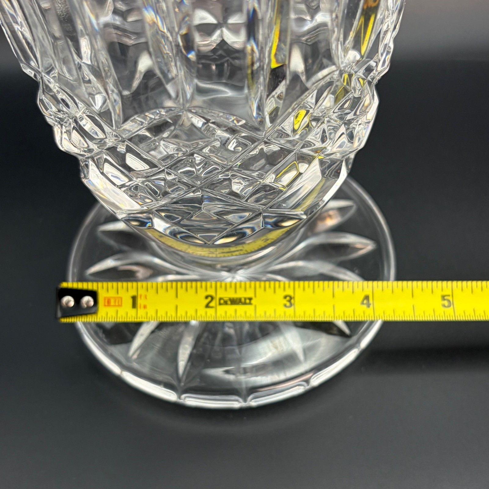 Vintage Waterford Crystal Footed Vase 10″ Flared Star Cut Signed Heavy Cut Glass