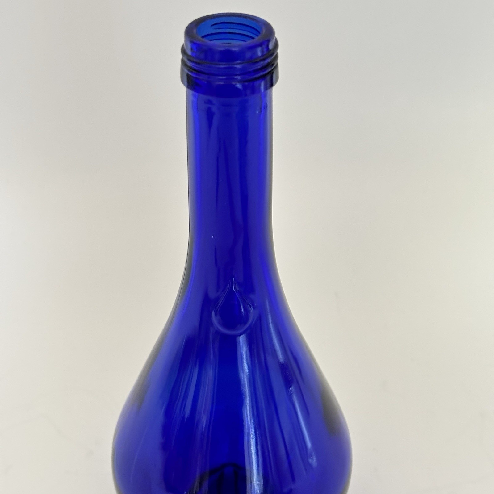 Vintage 8.5” Acqua Della Madonna Cobalt Blue Teardrop Bottle Italy