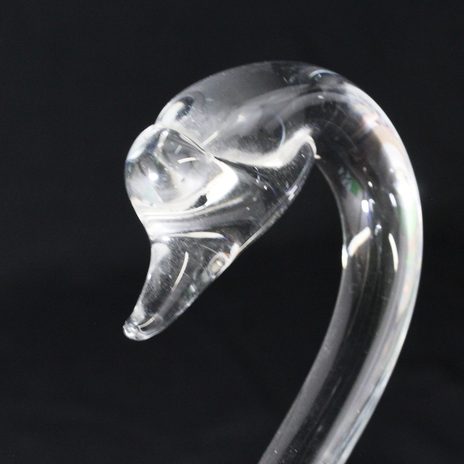 Unbranded/Unmarked Murano Style Clear Art Glass Swan Decor Figurine 8.75″ Tall