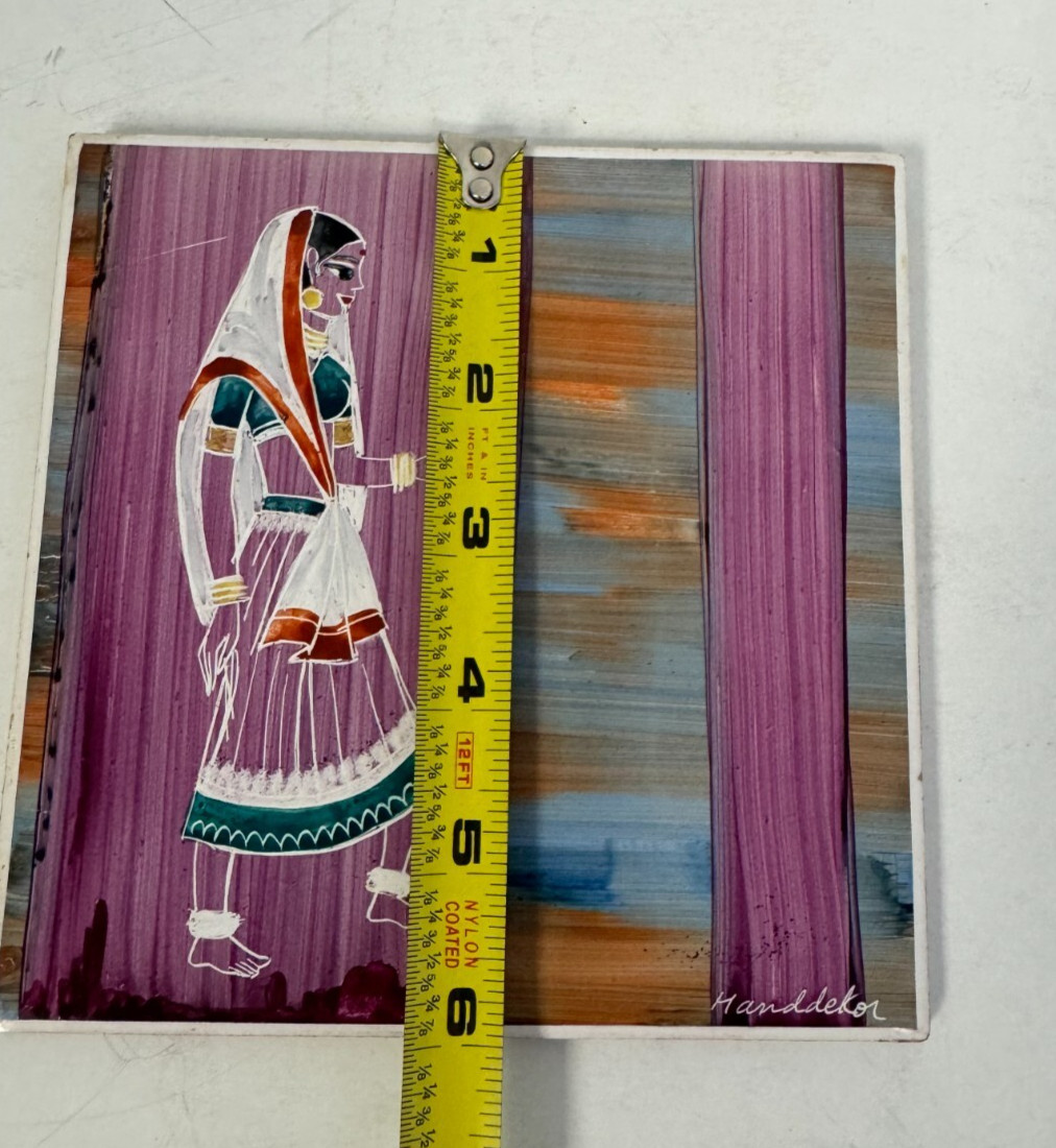 Hand Painted Vintage Ceramic Decorative Tile India Dancer Handdekor 6″ Wall JRMP