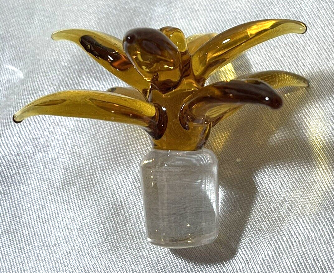 Vintage Cesar Palma Pineapple Art Glass Perfume Bottle W/Stopper Empty
