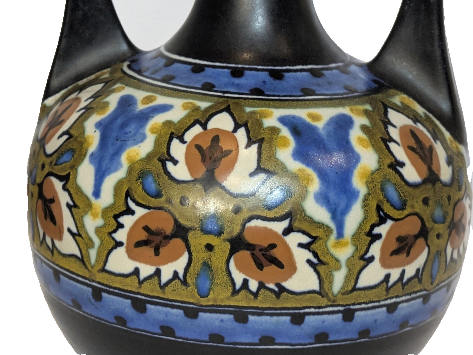 Large Antique Gouda Twin Handled Art Deco Vase Zuid Holland PZH “Blareth” Decor