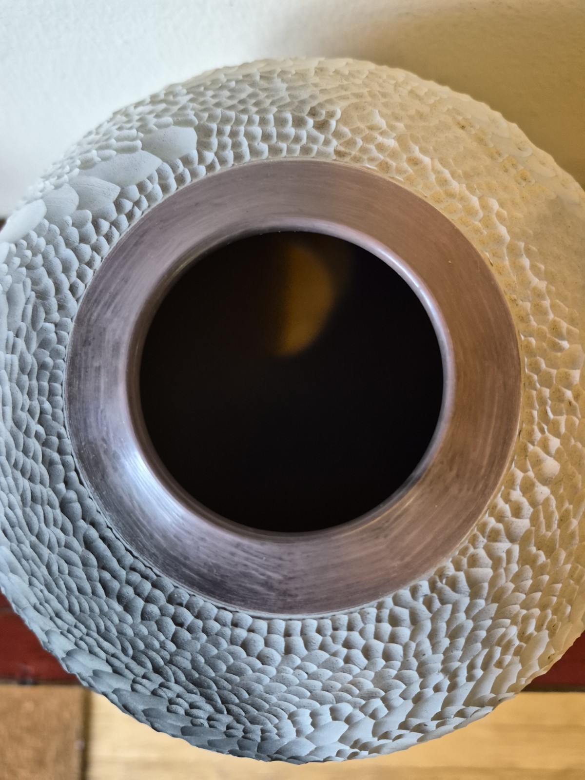 Signed Nancee Meeker Studio Art Pottery Vase, Fossilized Snake Pattern, 1985
