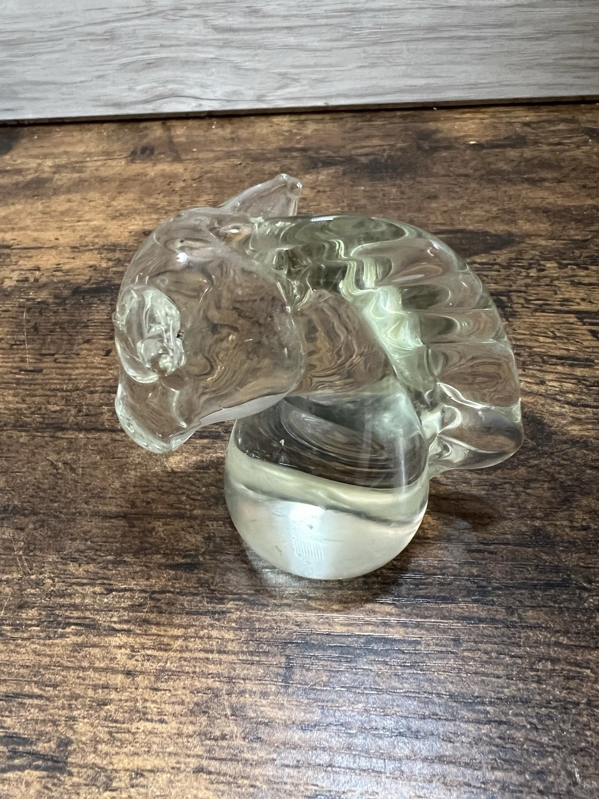 Vintage Clear Art Glass Horse Head Paperweight 3 Inch
