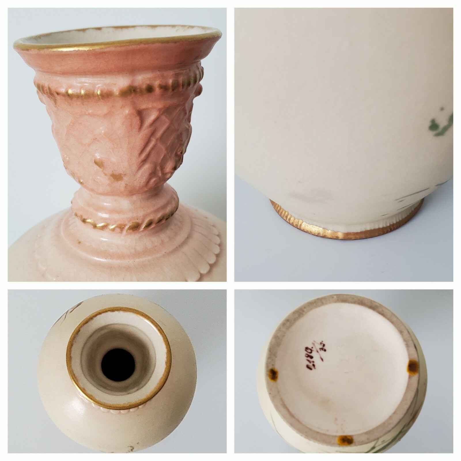 Vintage Royal Bonn Floral Vase with Gilding Ceramic 9.5″H