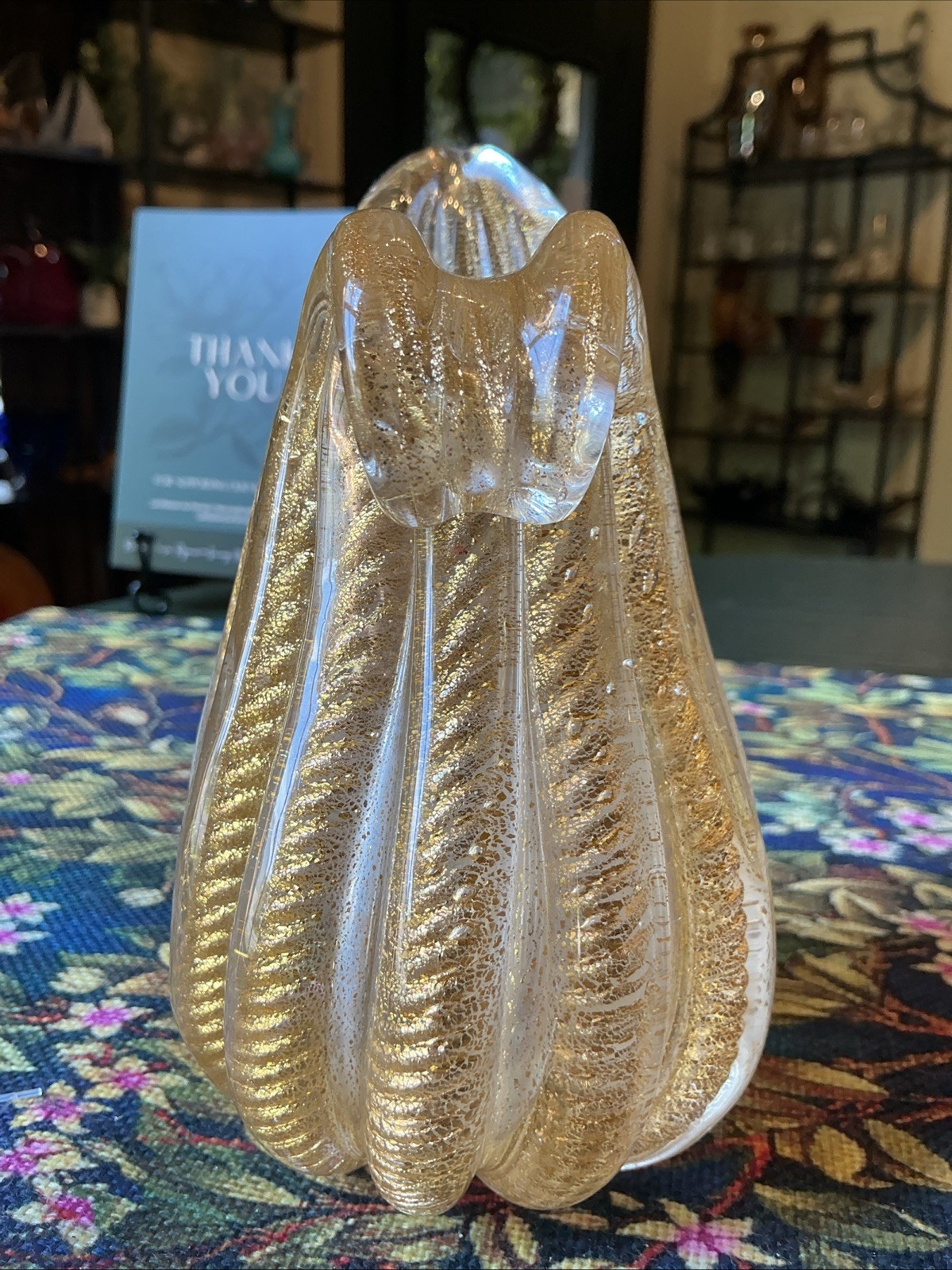 Barovier Toso Murano Art Glass Vase Cordonato d’Oro Gold Inclusion Rope Vintage
