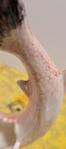 Vtg Ceramic Fish Pink Luster Wall Pocket/planter. Hand Crafted. Pls See Photos