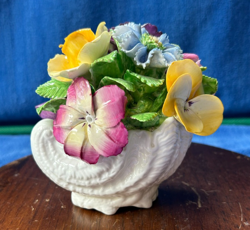 Vintage China Coal Port Medium Sized Flower Basket Figurine. Free Shipping