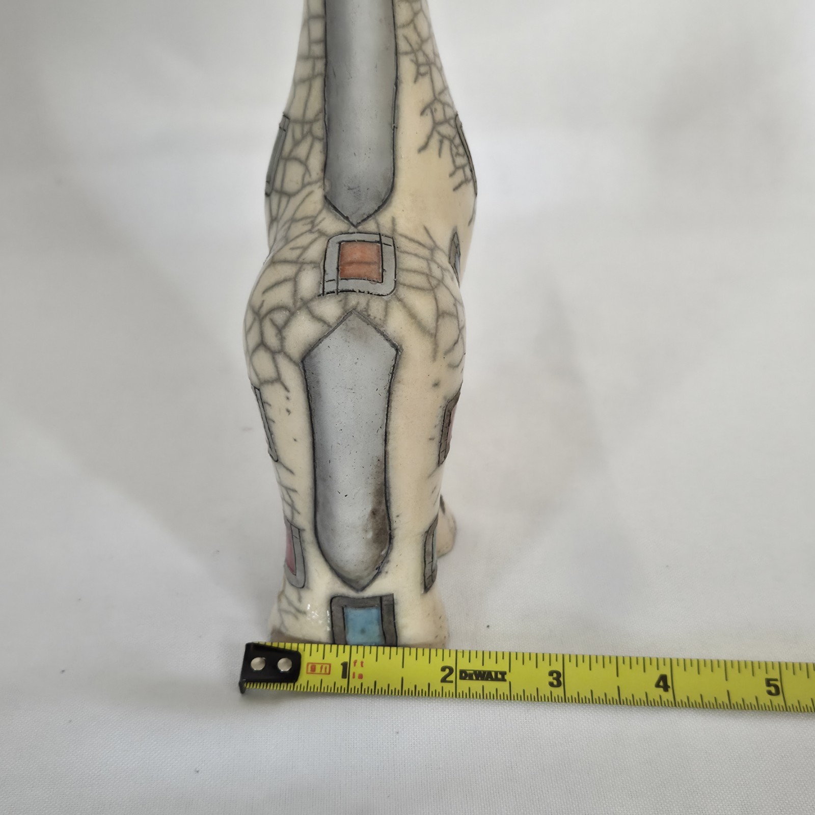 Fenix Raku Pottery Giraffe Sculpture Figurine Signed LM