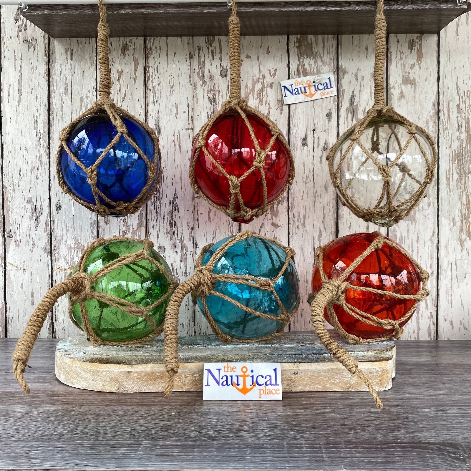 Medium 5″ Glass Fishing Floats – Red, Blue, Green, Aqua, Clear, Amber – Nautical