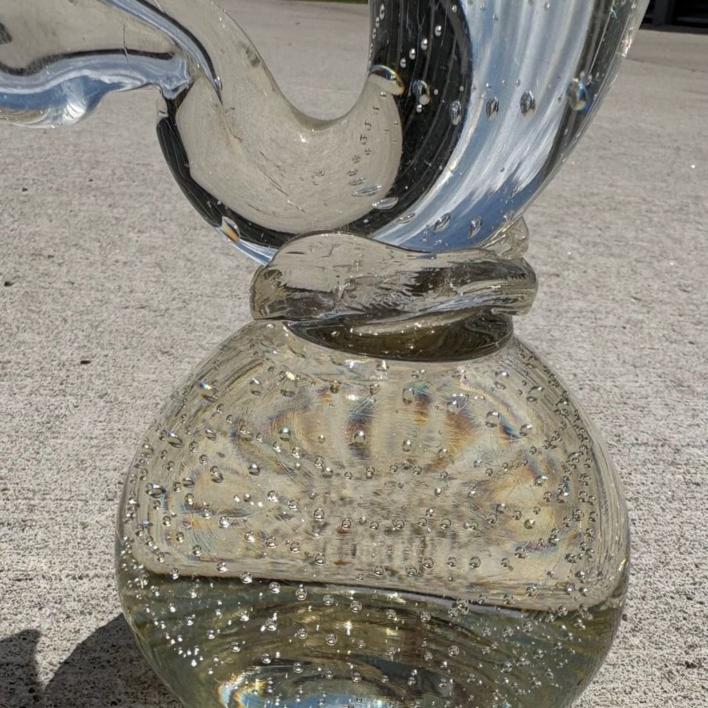Vintage Mid-Century Modern Bullicante Controlled Bubble Glass Dolphin Figurine