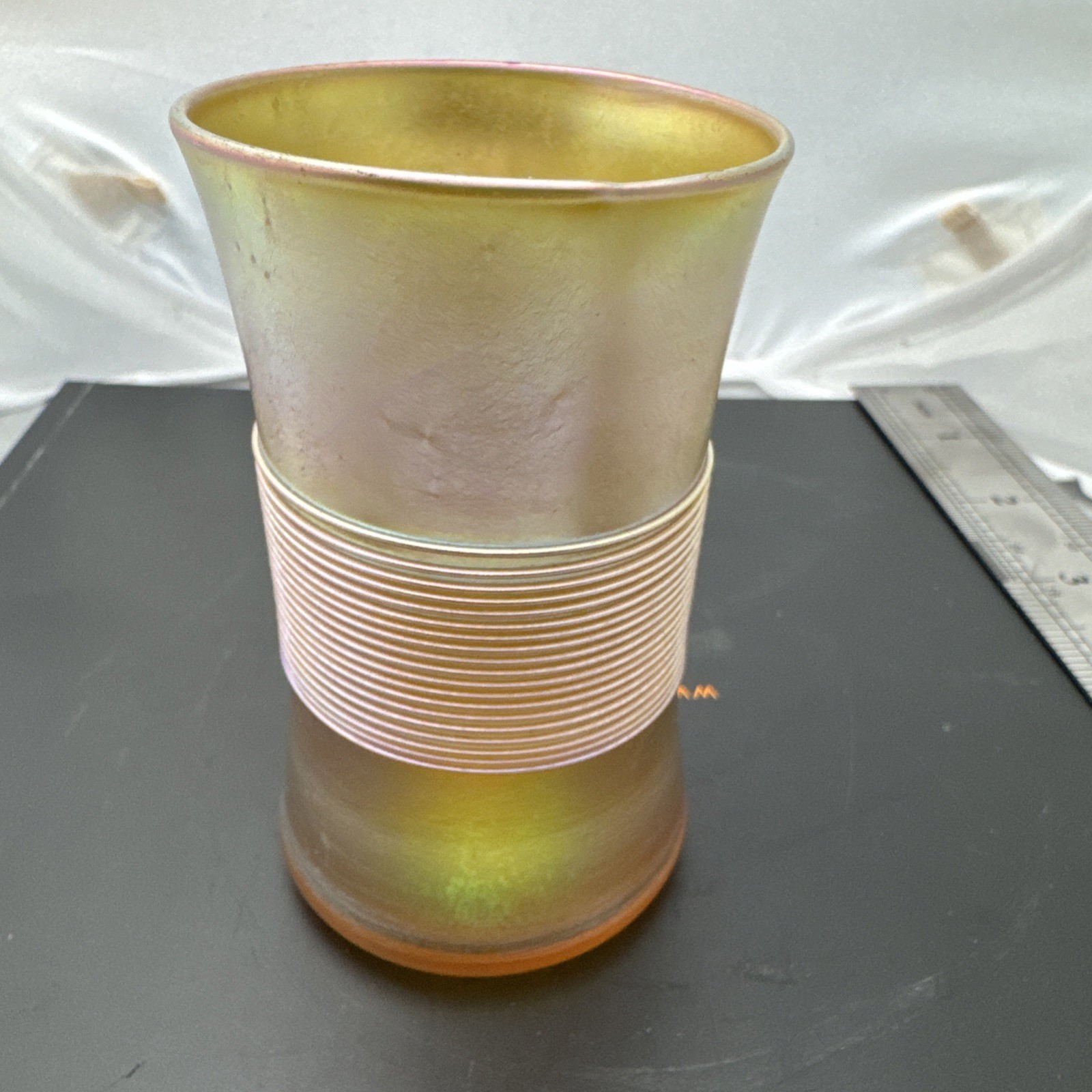 TIFFANY SALT Signed L.C.T. Glass Iridescent Art Nouveau Flawless rare Circa 1900