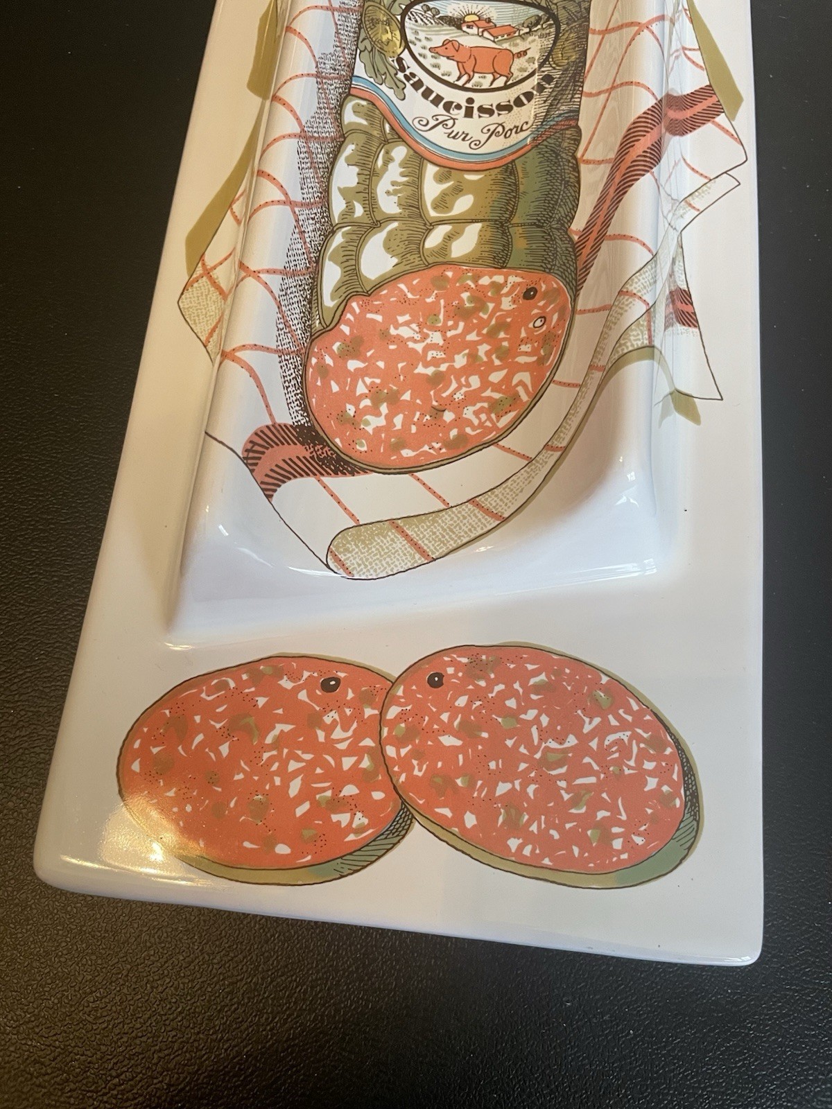 ESTELLO FRANCE Ceramic SAUSAGE Platter OR CHEESE SERVER /WALL HANGING Ex Cond!