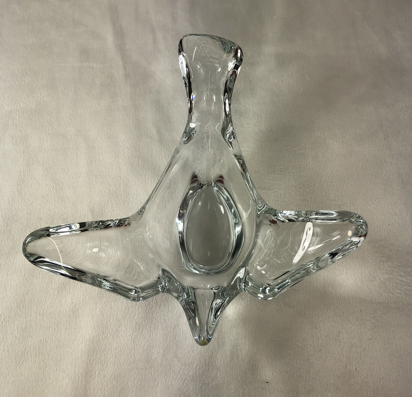 Princess House Lead Crystal Flying Turtle Dove Bird Candy Dish Votive Holder