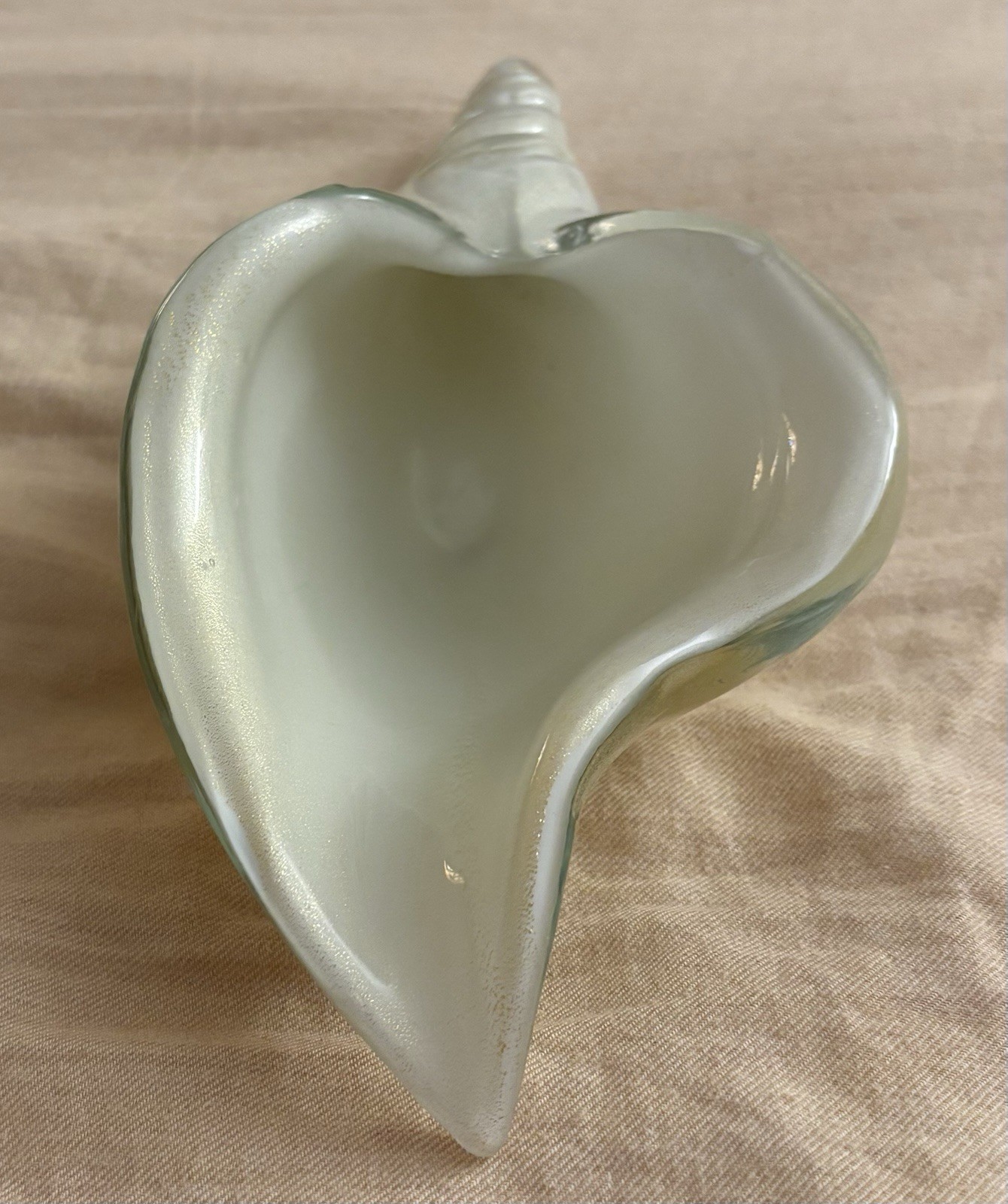 1950s Vintage Zanetti Licio Murano Glass Conch Shell Sculpture 10 inches Gold