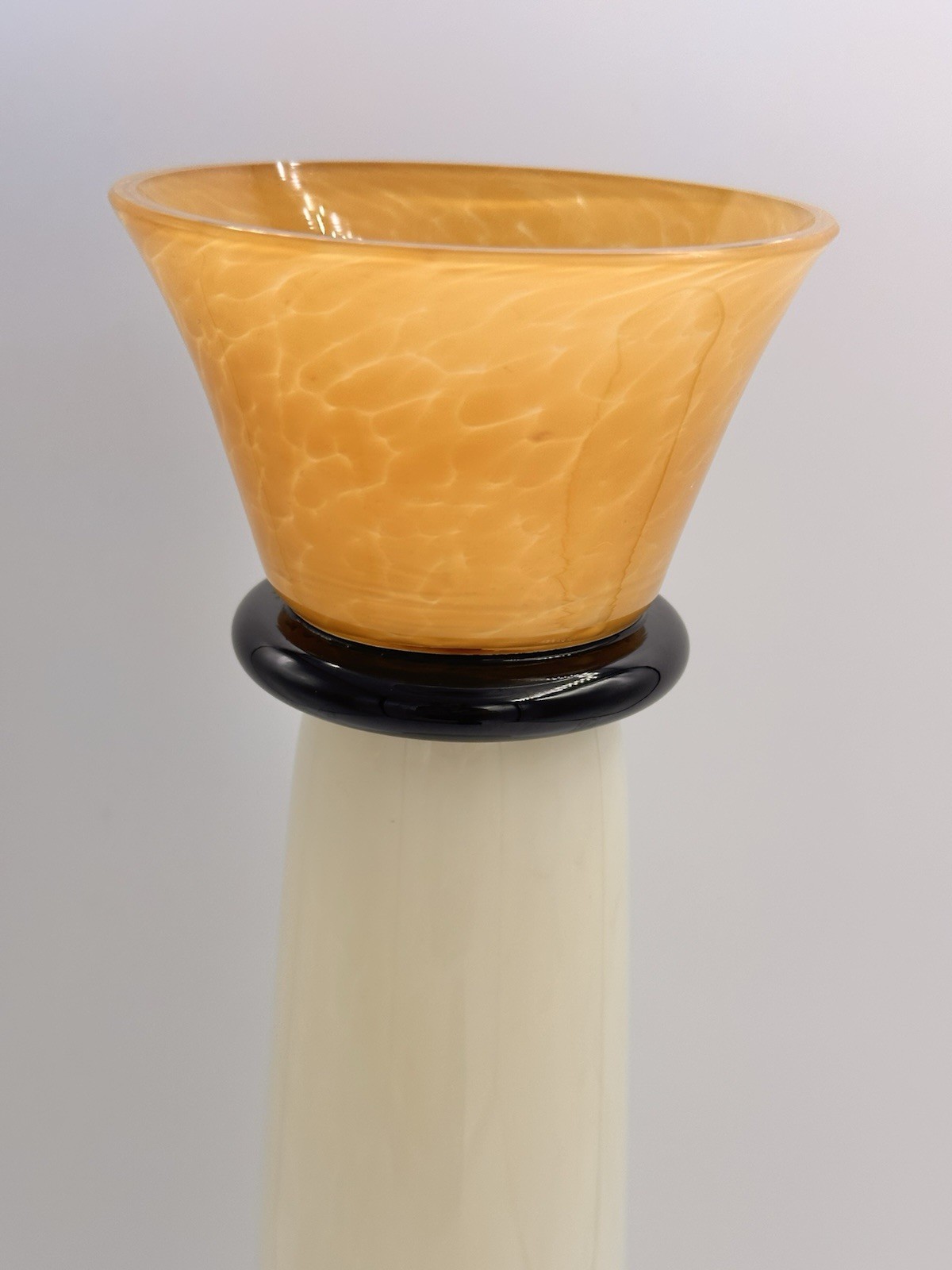 Vintage Hand Blown Art Glass Pedestal Pillar Candle Holder Art Deco MCM 14.5”