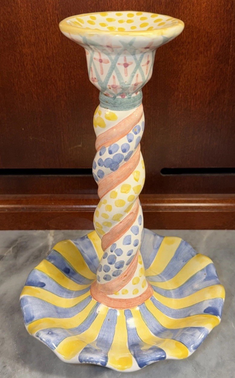 Vintage Mackenzie Childs Twisted Candlestick 1994 Taylor Monet