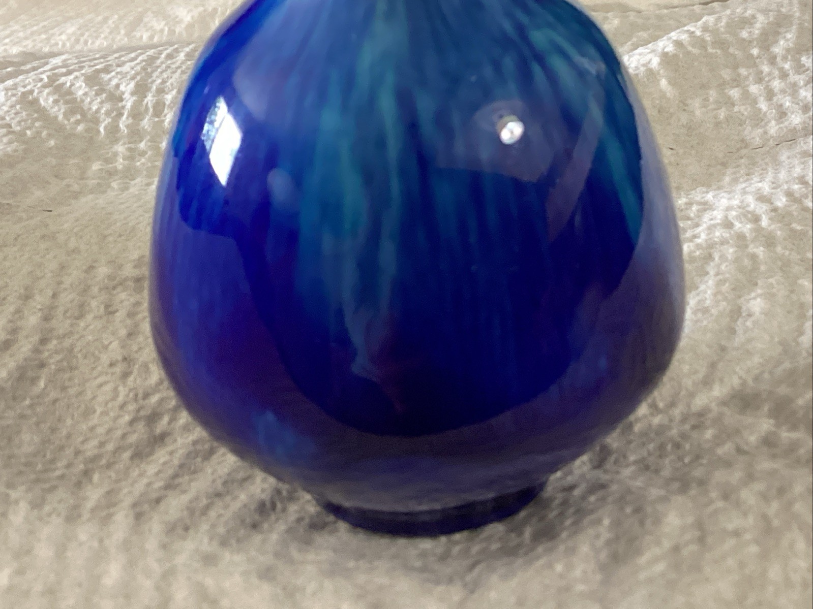 1970s mid-century Norleans drip glaze blue purple green art pottery Japan 4 /2”