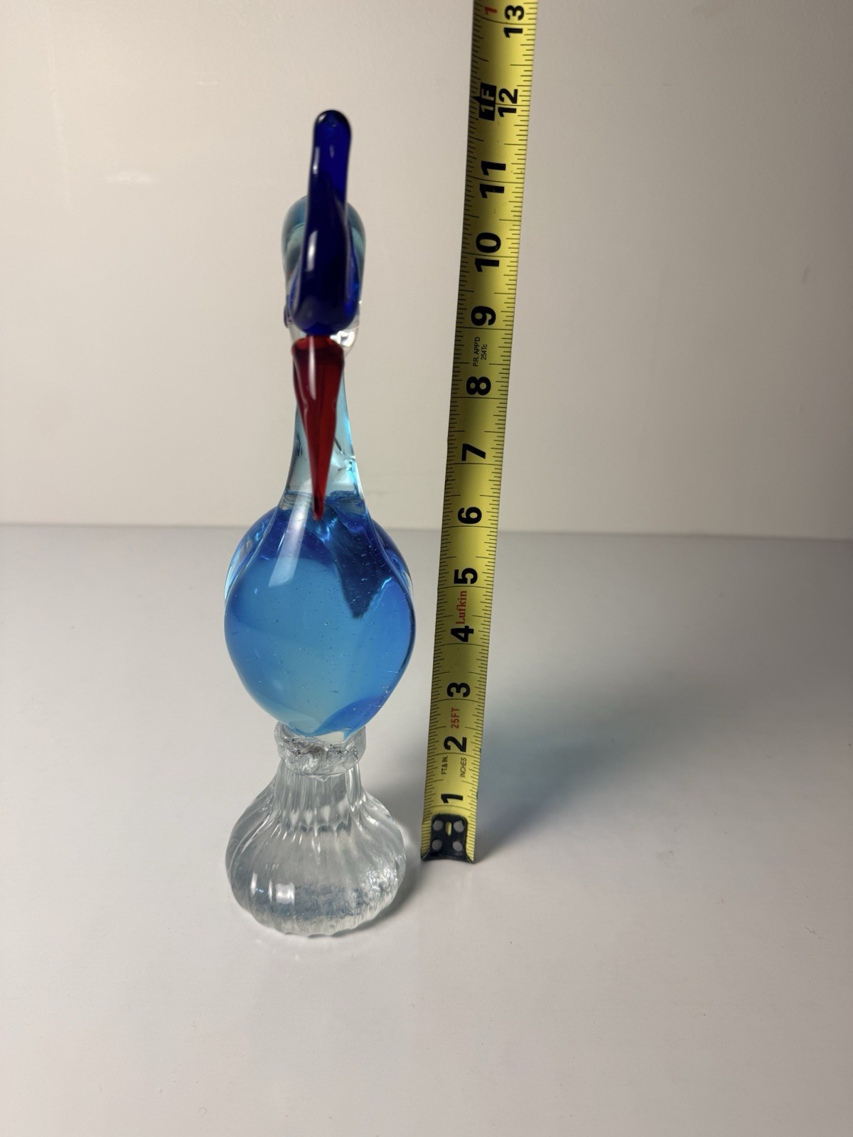 EX! Art Glass Crane Heron Bird Blue 12″ sommerso unmarked Italian Murano Style