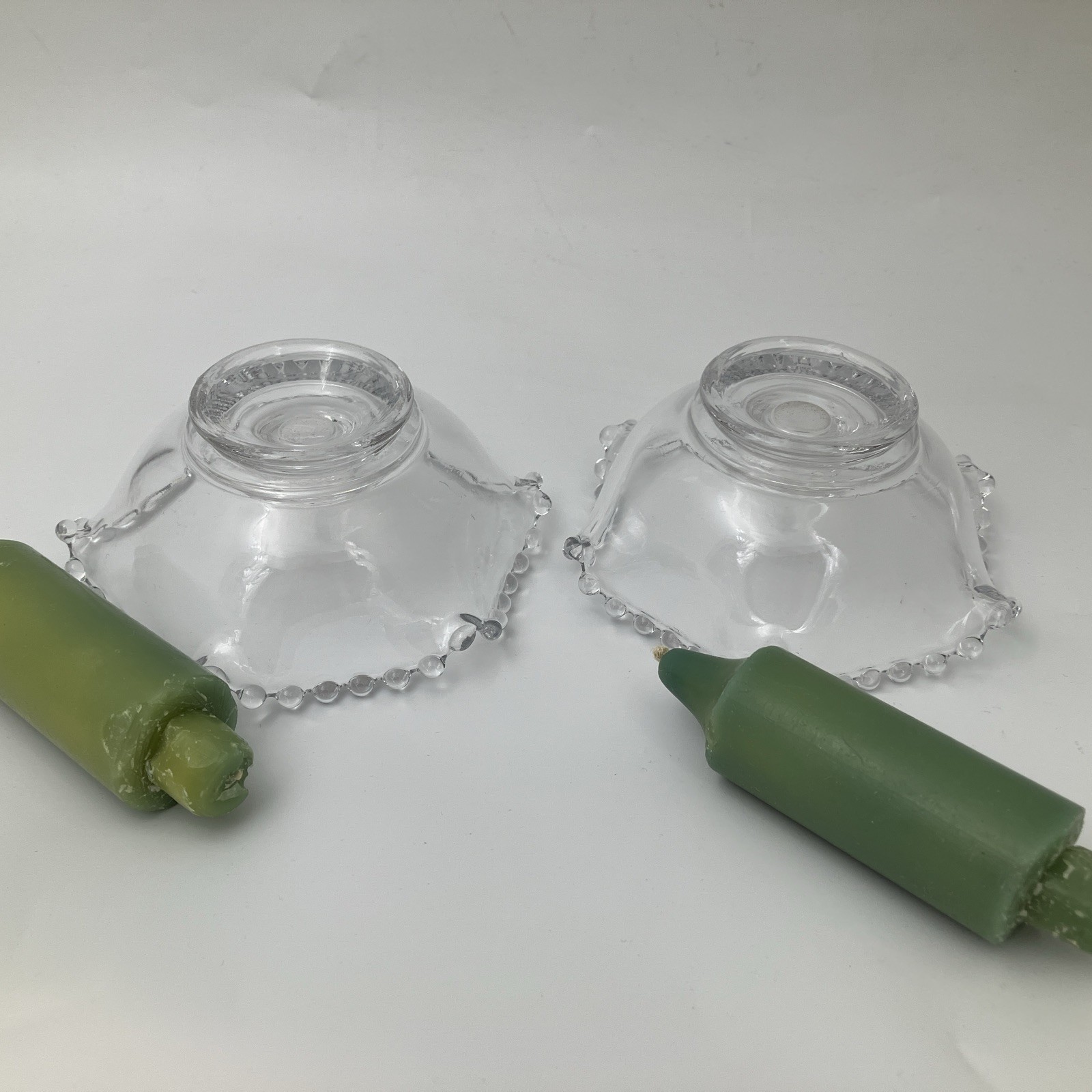 Pair Imperial Glass Candlewick Candle Holders Flower Bowl Style 5″ – 400/40C (2)