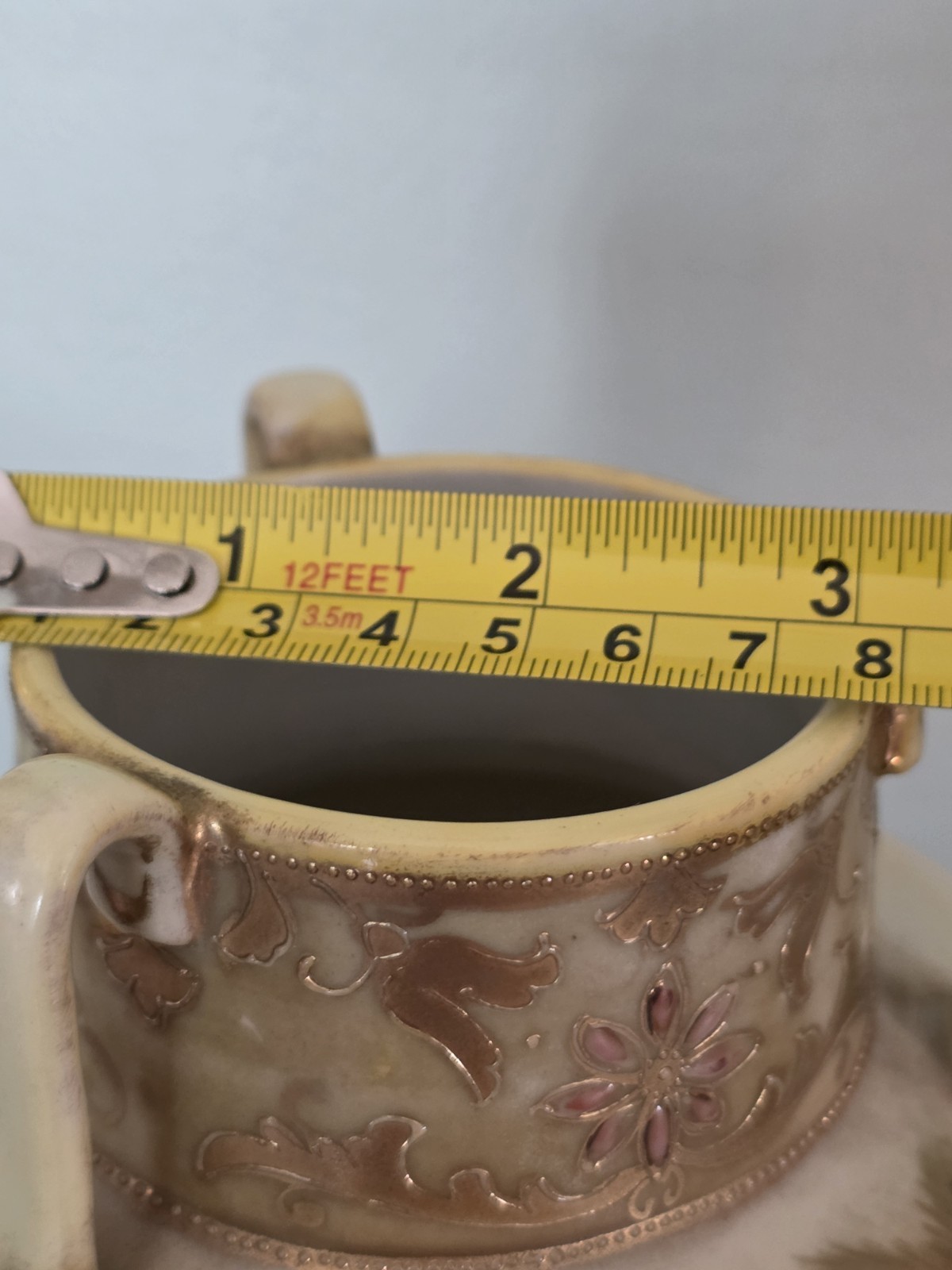 ANTIQUE NIPPON PORCELAIN Amphora VASE WITH 3 HANDLES HARBOR
