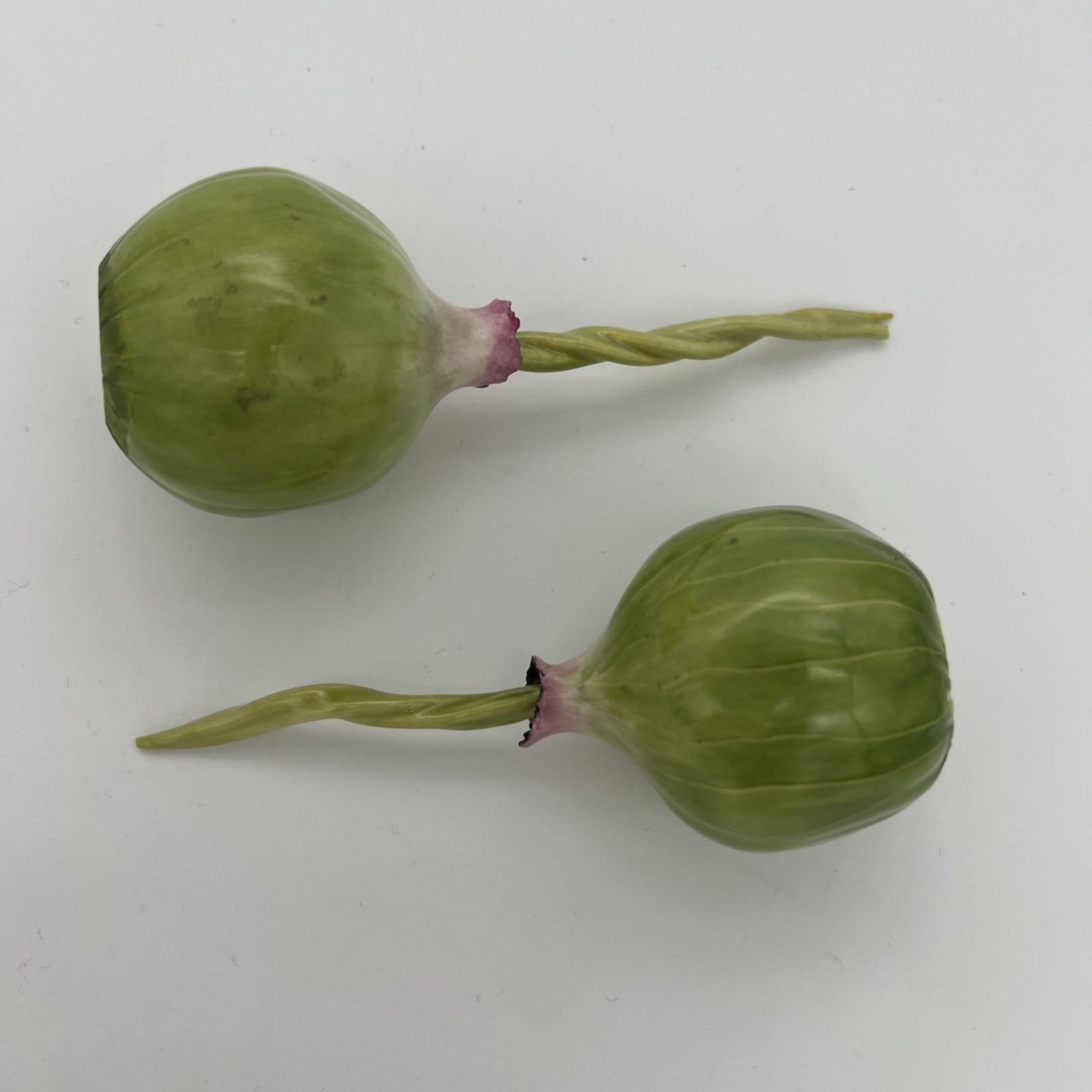 VTG Katherine Houston KHO Porcelain 1993 & 1995 Hand-Painted Onions w Stems (2)